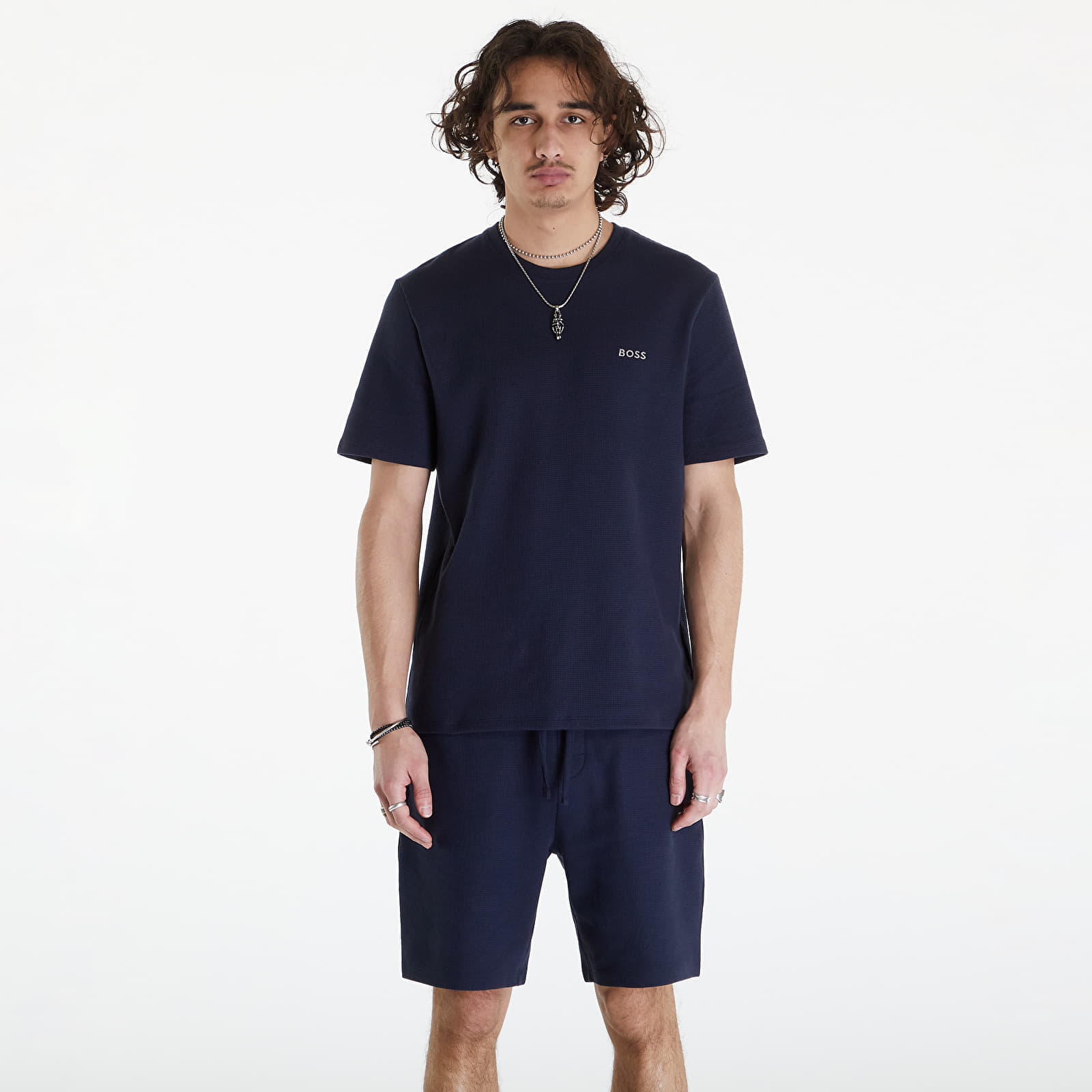 Tricou Hugo Boss Waffle T-Shirt Navy