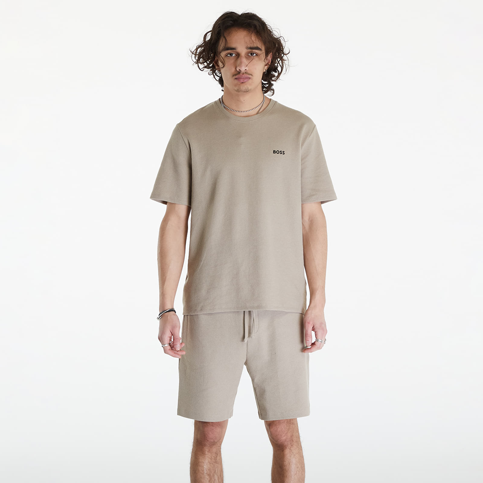 T-krekli Hugo Boss Waffle T-Shirt Brown