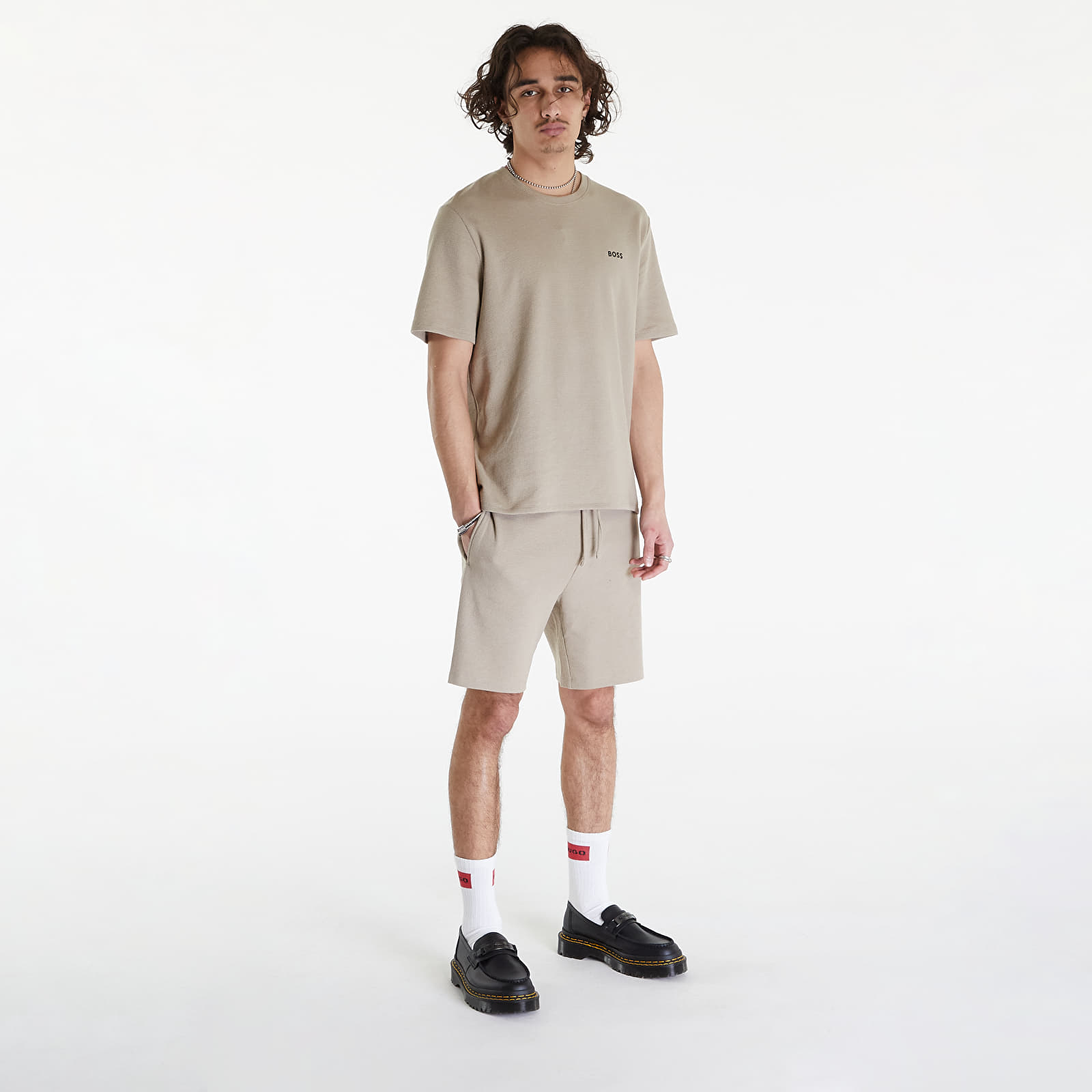 T-krekli Hugo Boss Waffle T-Shirt Brown
