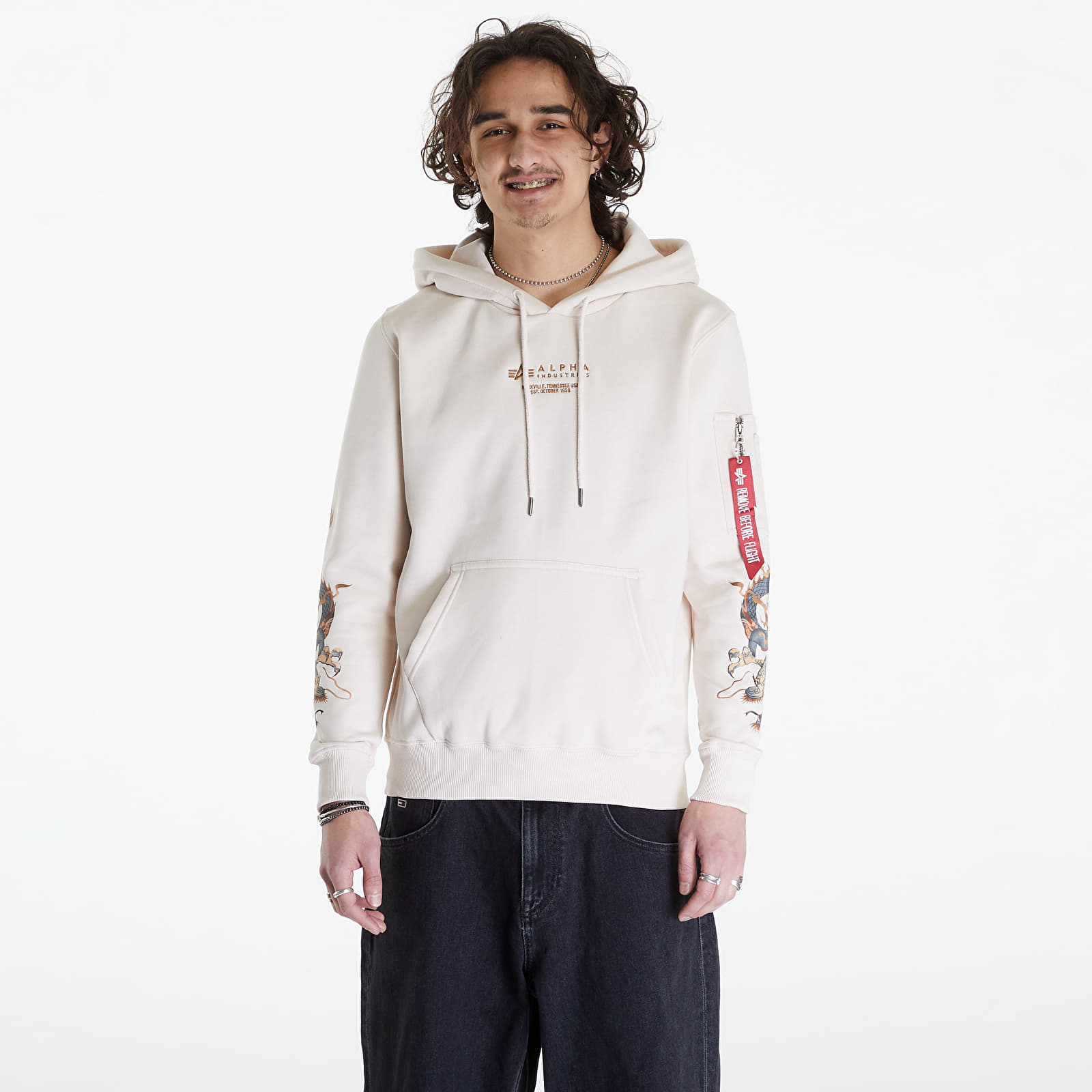 Felpe Alpha Industries Dragon EMB Hoody Jet Stream White
