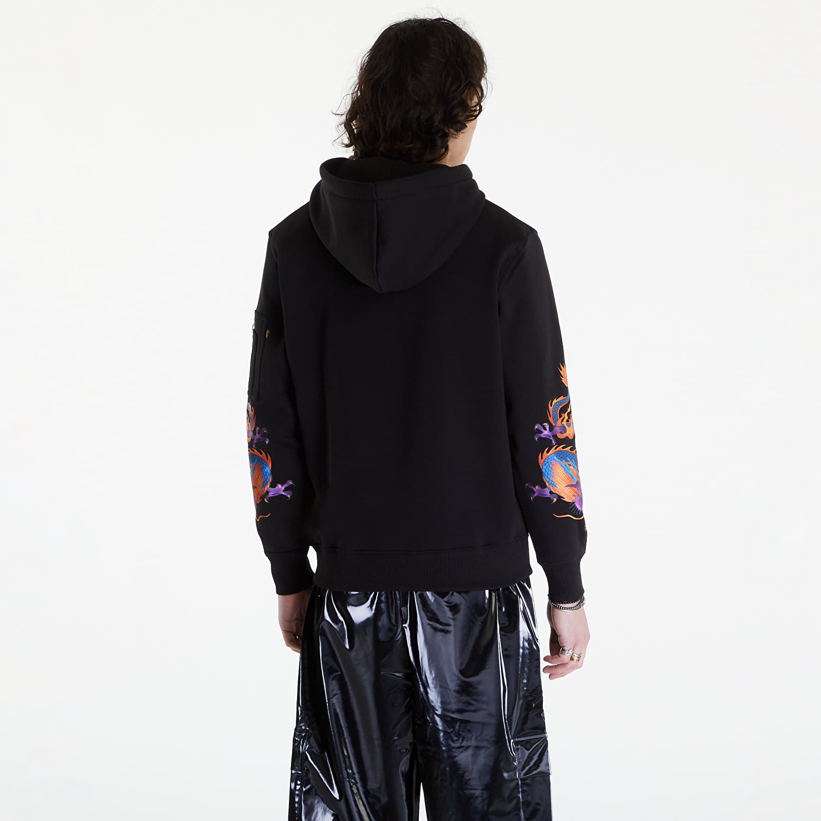 Džemperiai su gobtuvais ir džemperiai Alpha Industries Dragon EMB Hoody Black