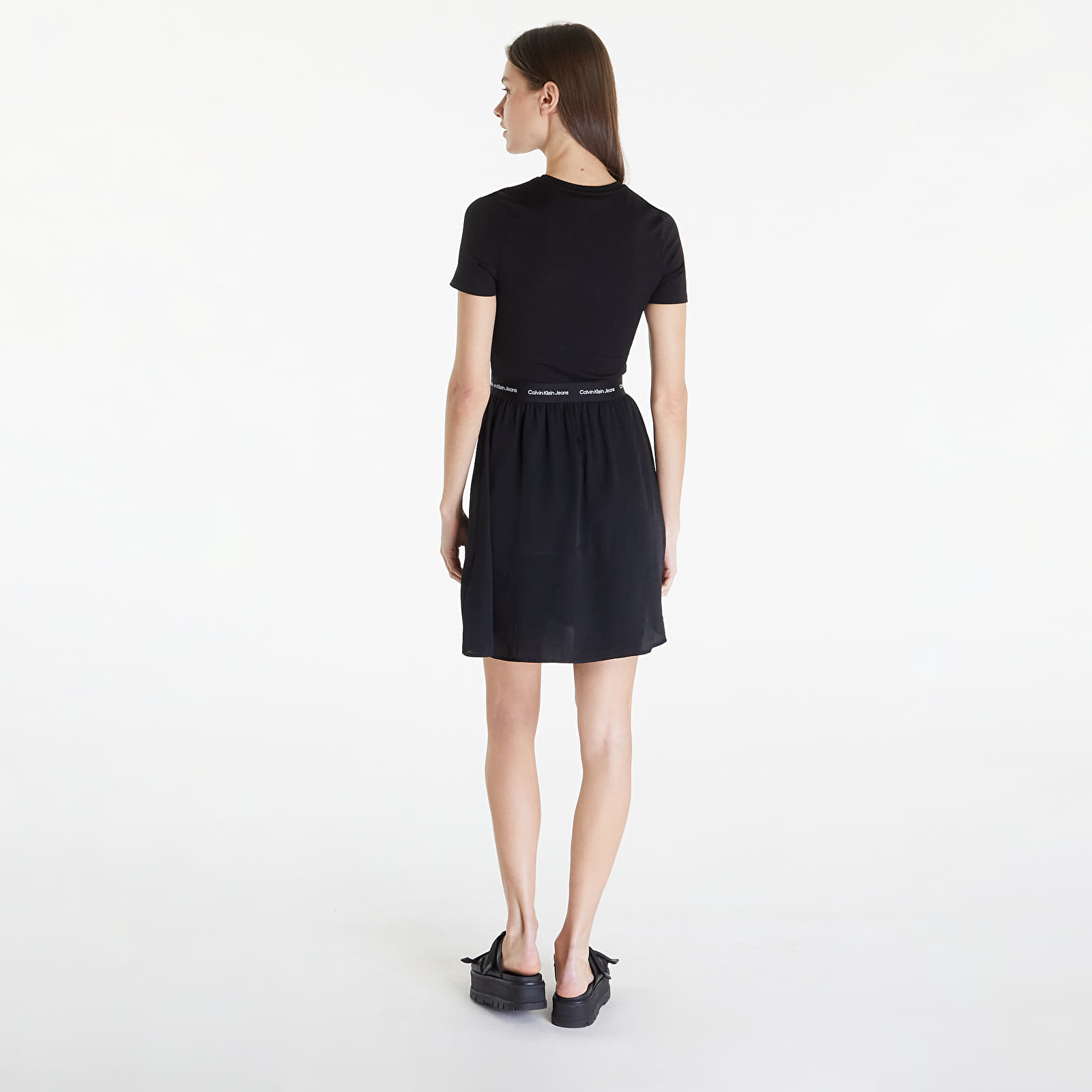 Rochii Calvin Klein Jeans Logo Elastic Short Sleeve Dress Black
