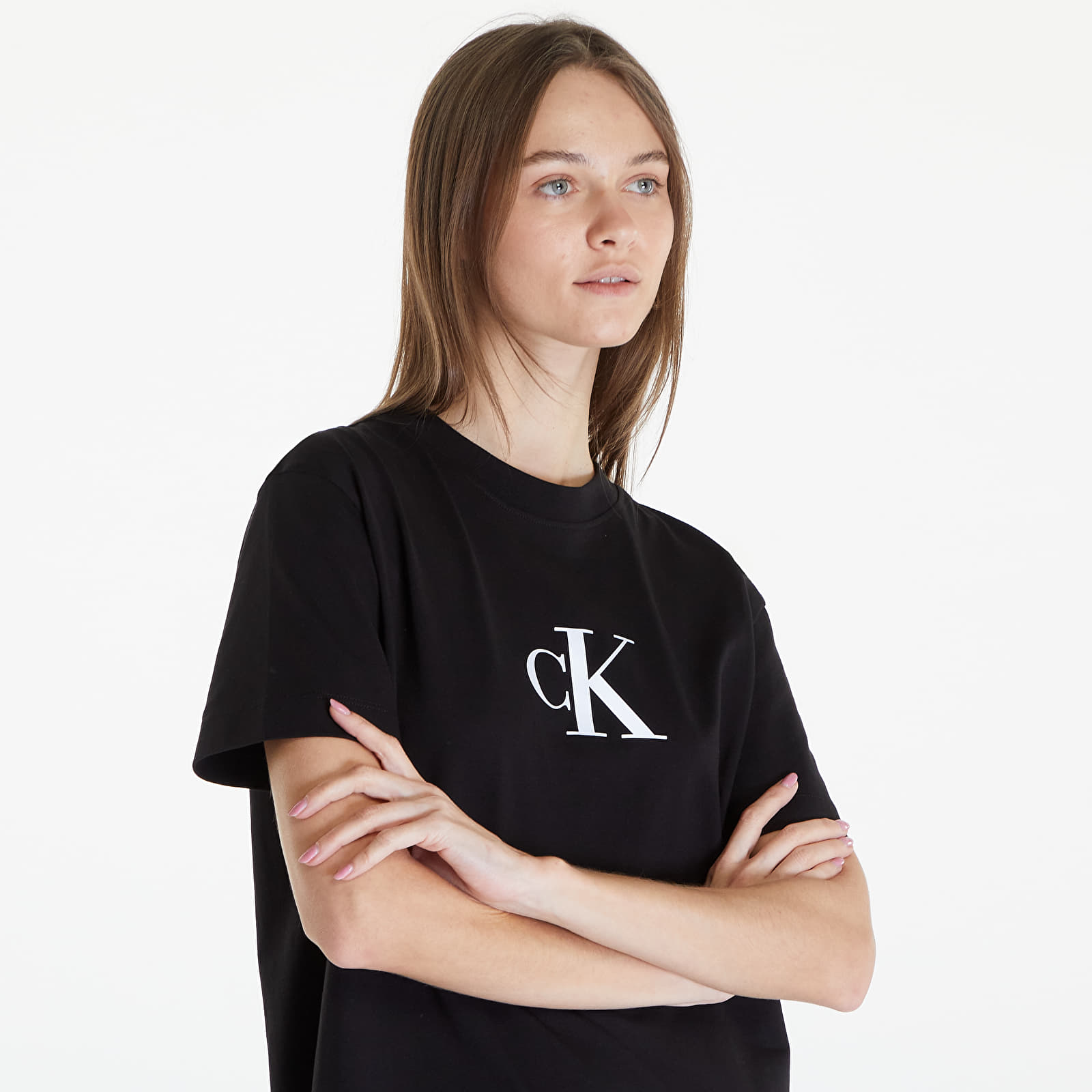 Kleider Calvin Klein Jeans Satin Ck T-Shirt Dress Black
