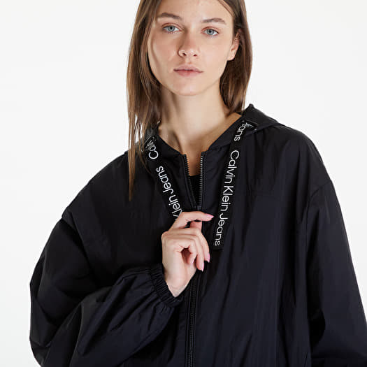 Windbreakers Calvin Klein Jeans Logo Drawstring Windbreaker Black Queens