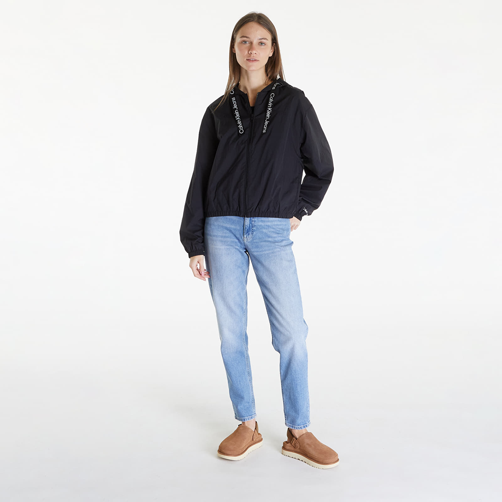 Větrovky Calvin Klein Jeans Logo Drawstring Windbreaker Black