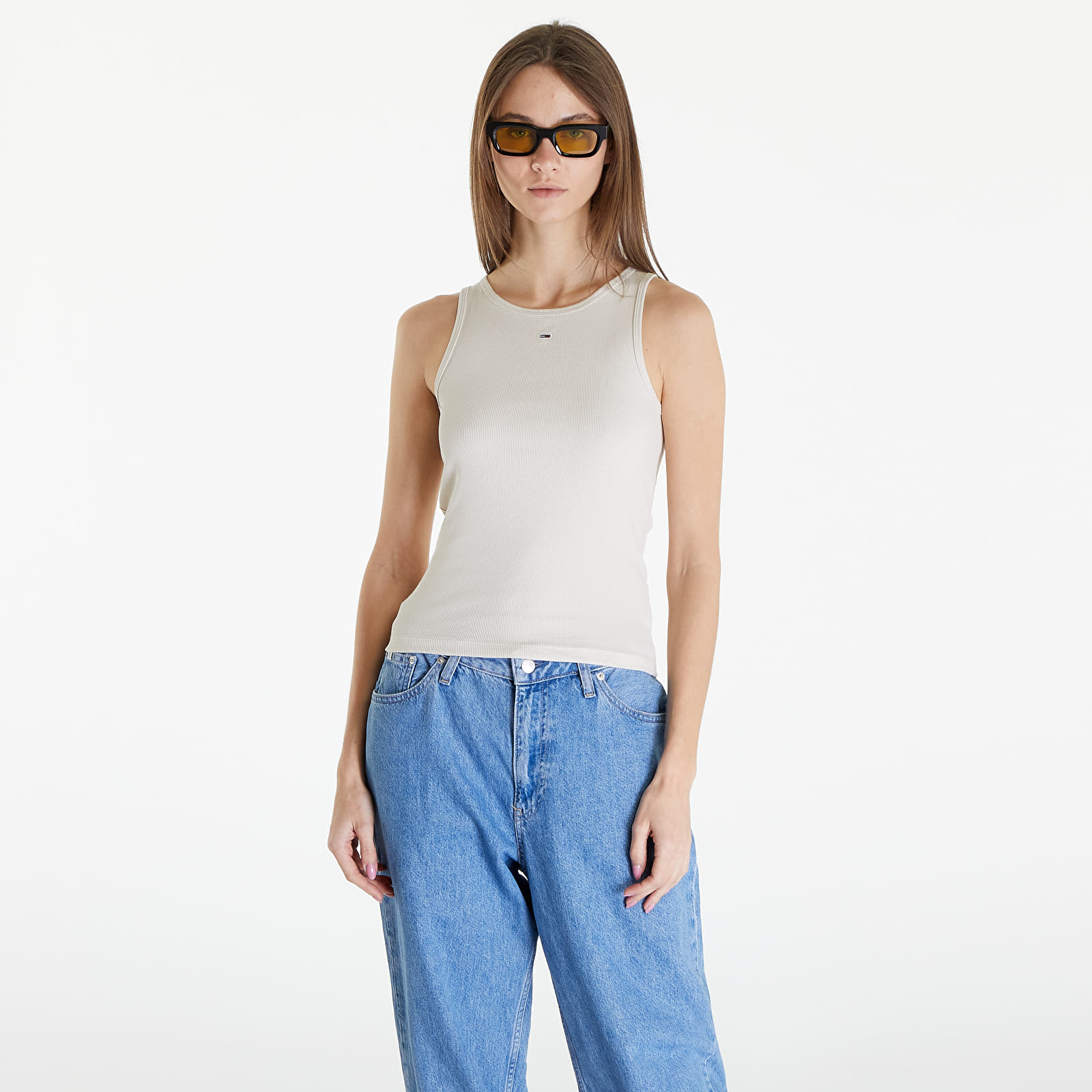 Camisetas de tirantes Tommy Jeans Essential Rib Tank Top Beige