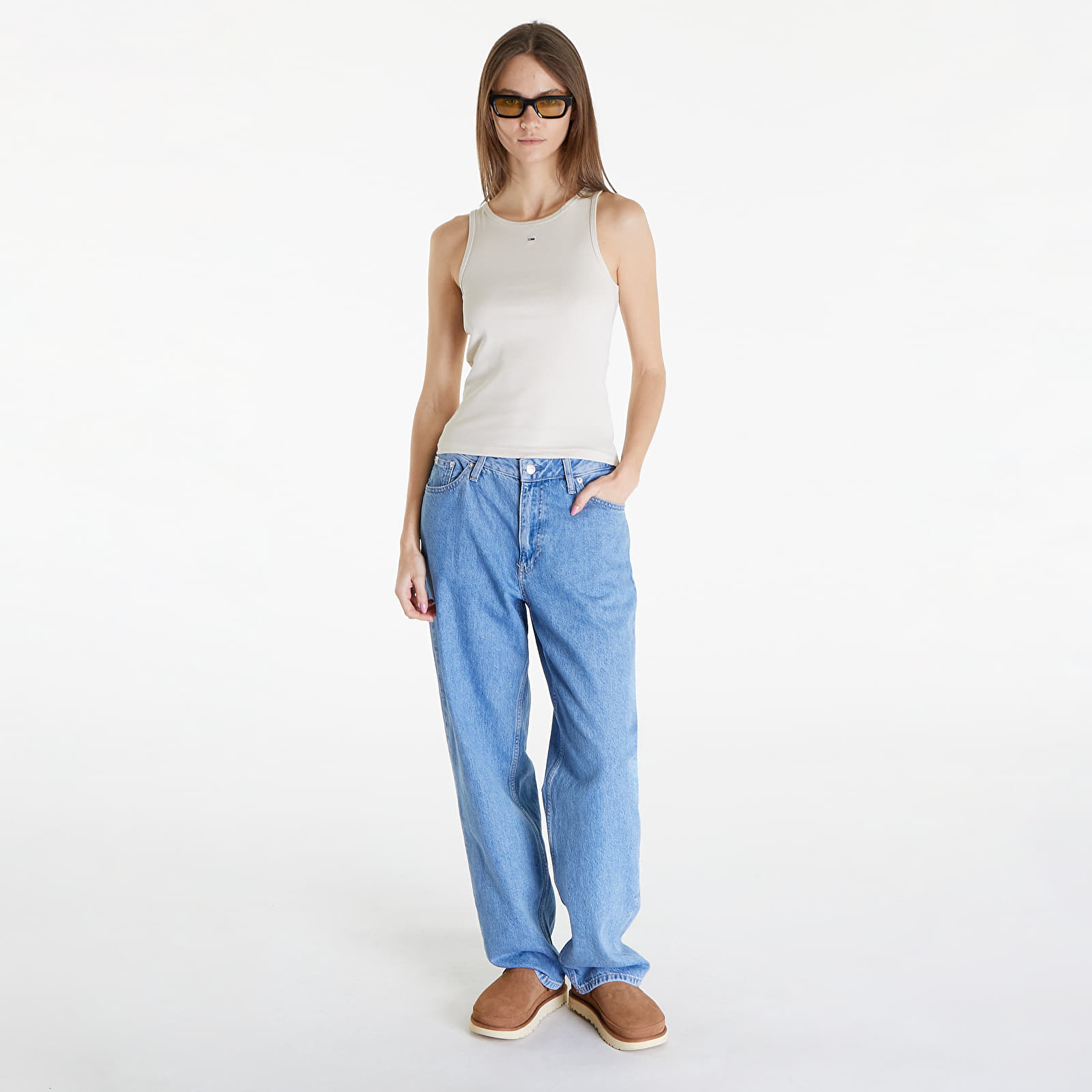 Camisetas de tirantes Tommy Jeans Essential Rib Tank Top Beige