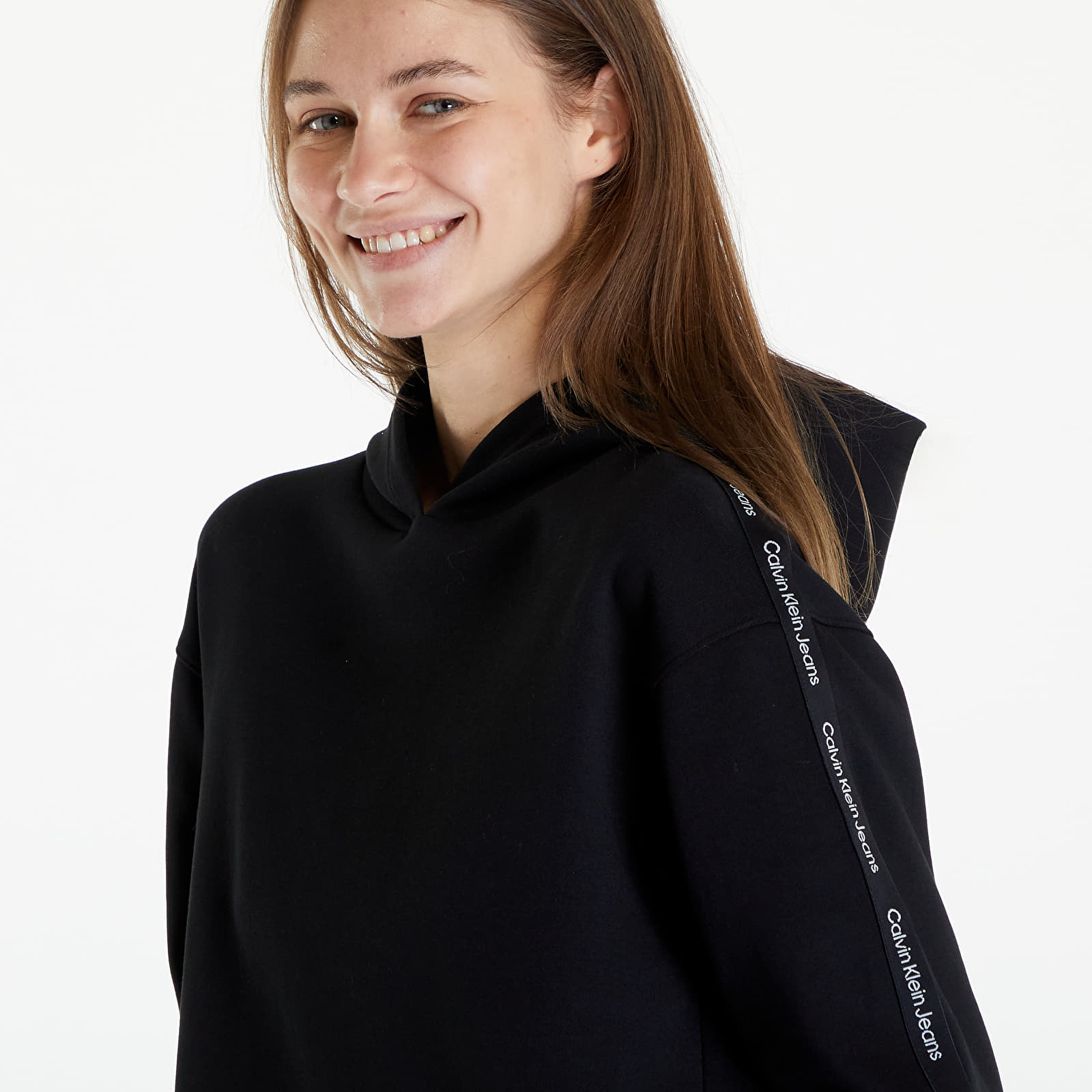 Sweatshirts Calvin Klein Jeans Logo Elastic Hoodie Black