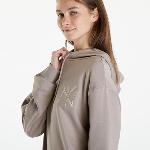 Felpe New Era MLB League Essentials OS Hoody New York Yankees UNISEX Ash Brown Off White Queens