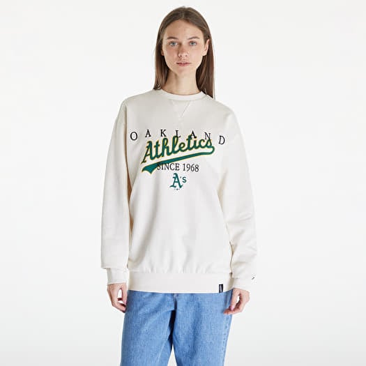 Sweatshirt New Era Oakland Athletics MLB Lifestyle Crew Neck Sweatshirt UNISEX Off White/ Dark Green