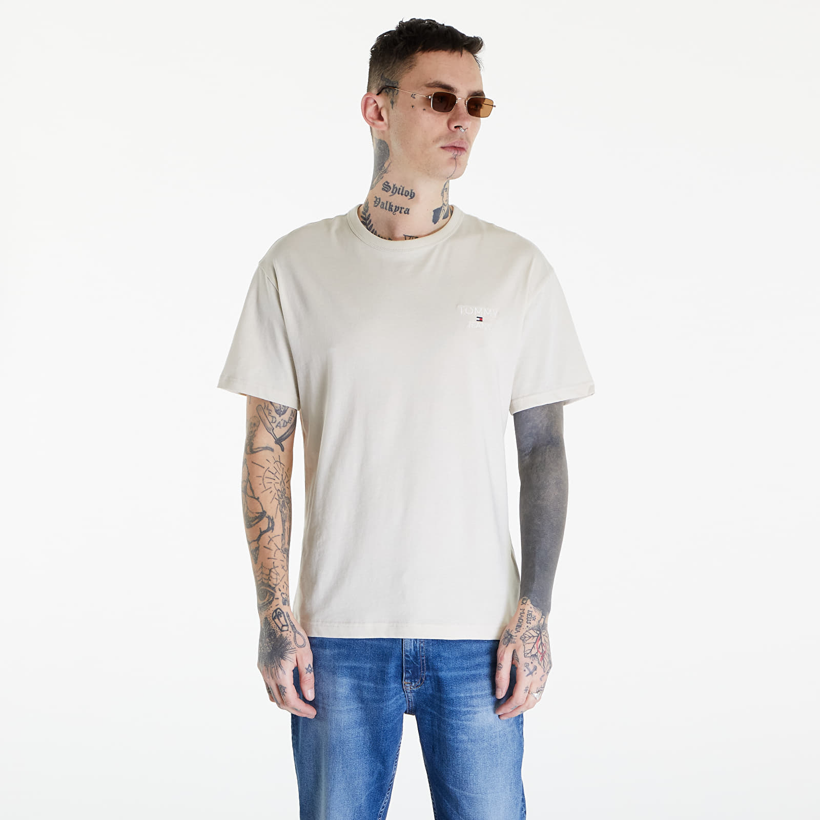 Trička Tommy Jeans Reg Corp Tee Ext Beige