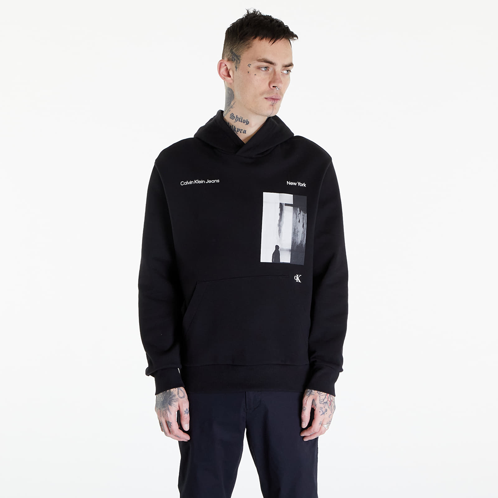 Hanorace pentru bărbați Calvin Klein Jeans Serenity Multi Graphic Hoodie UNISEX Black