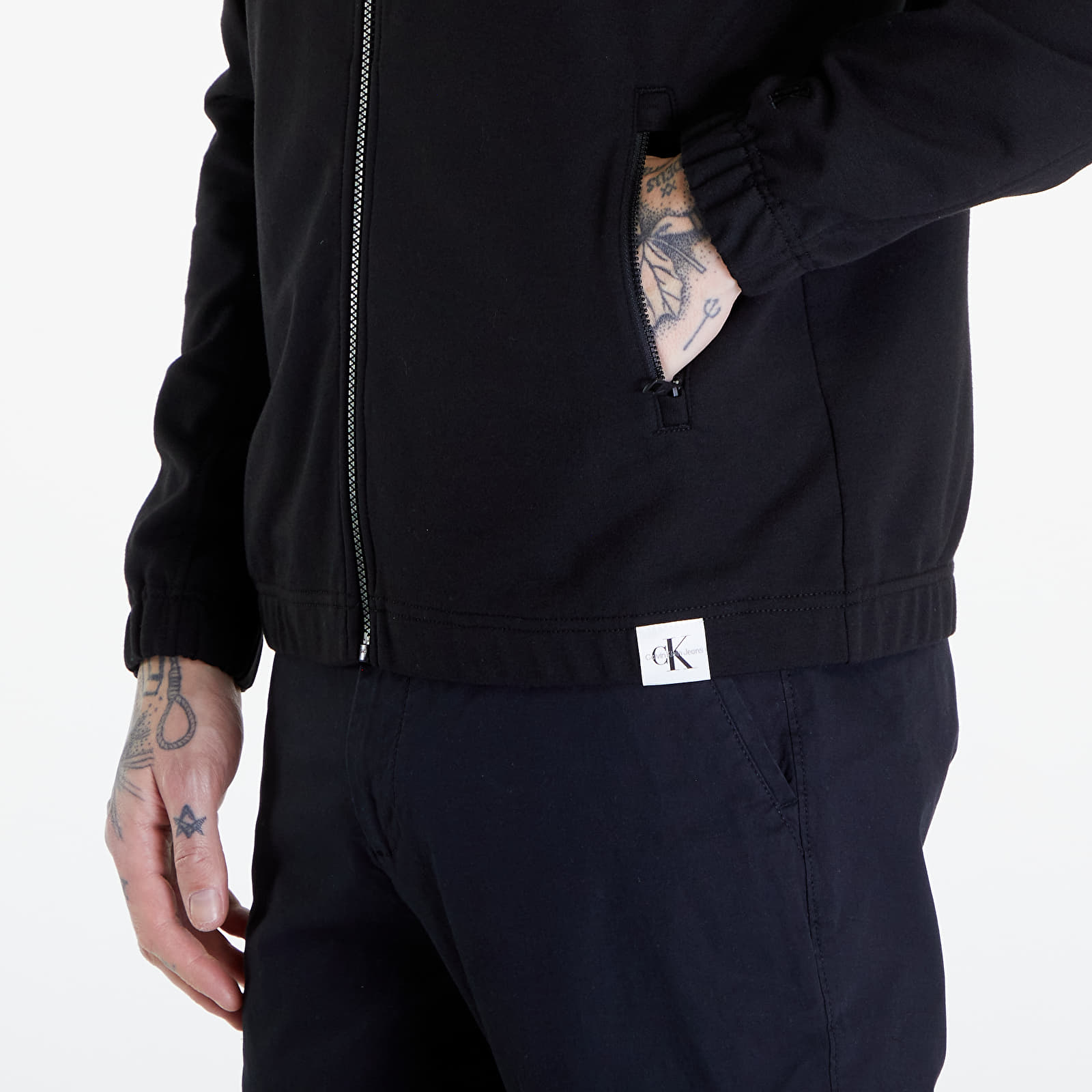 Sweatshirts Calvin Klein Jeans Woven Tab Zip Through Black