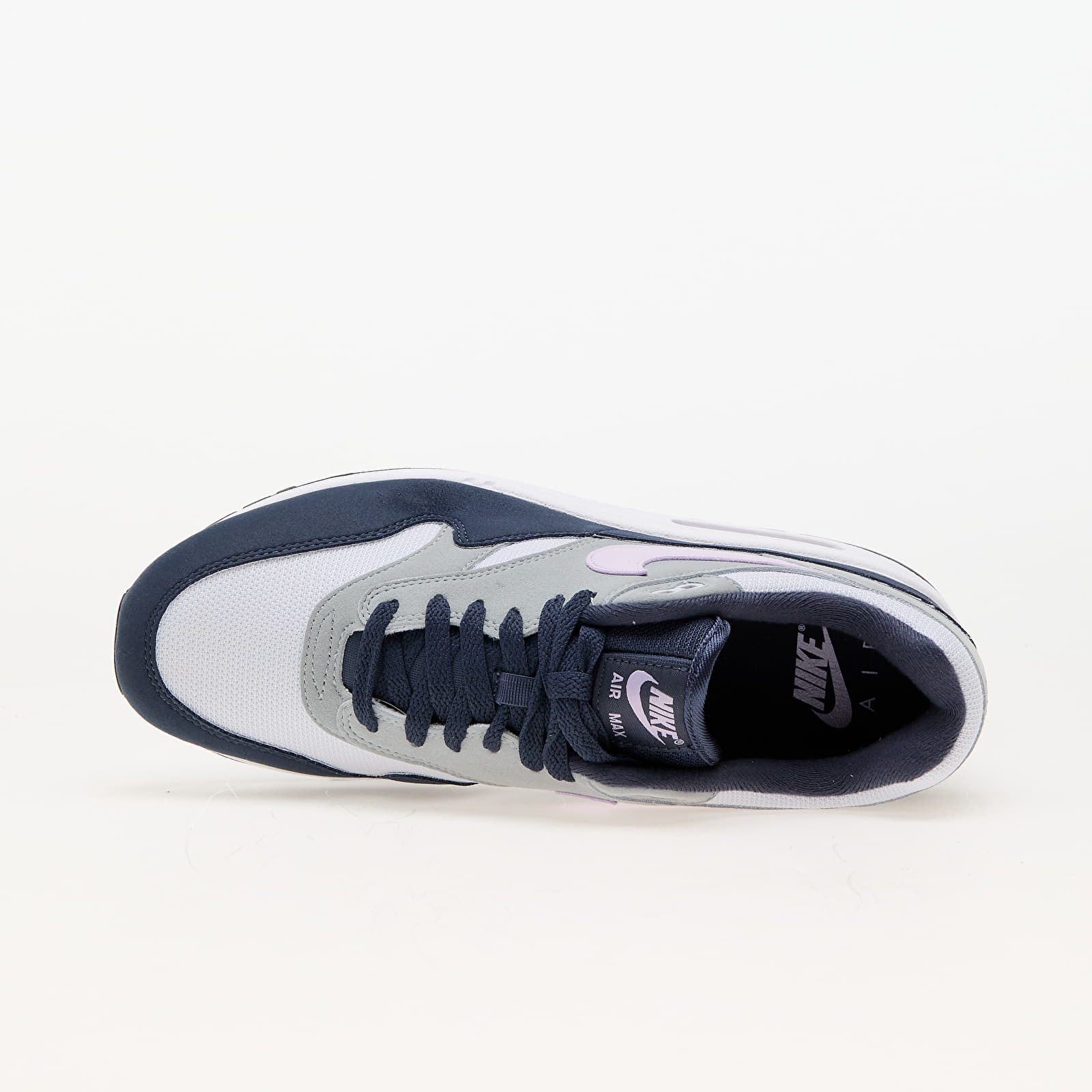 Men's sneakers and shoes Nike Air Max 1 Football Grey/ Lilac Bloom-Thunder Blue