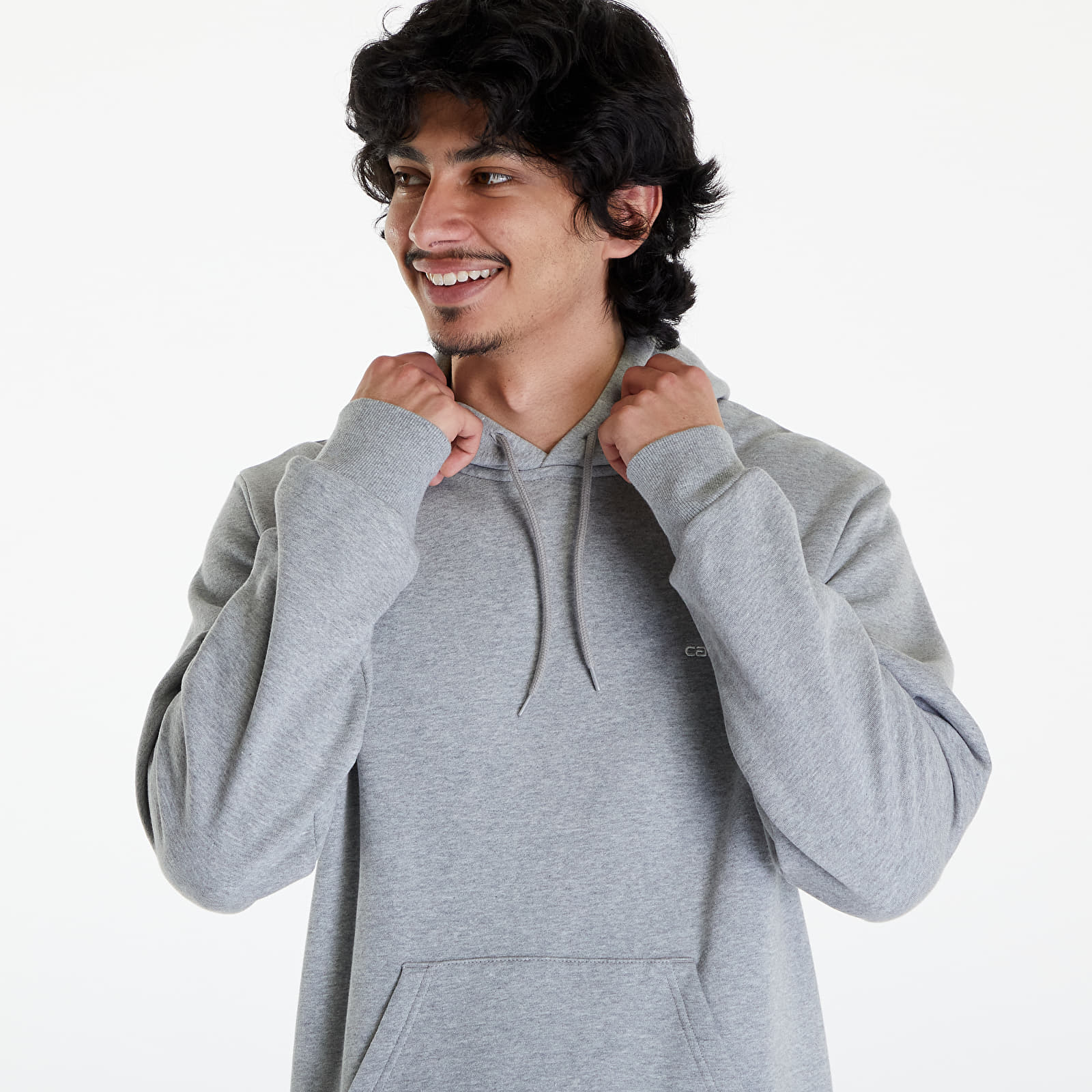 Mikiny Carhartt WIP Hooded Script Embroidery Sweat UNISEX Grey Heather/ White