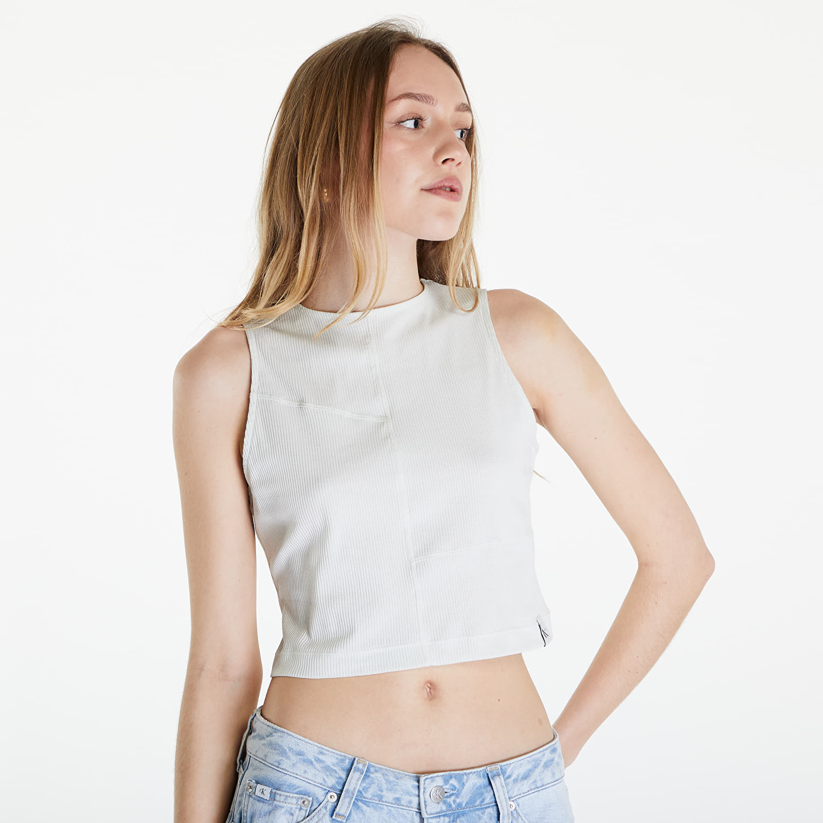Tank topy Calvin Klein Jeans Seaming Rib Tank Top Icicle