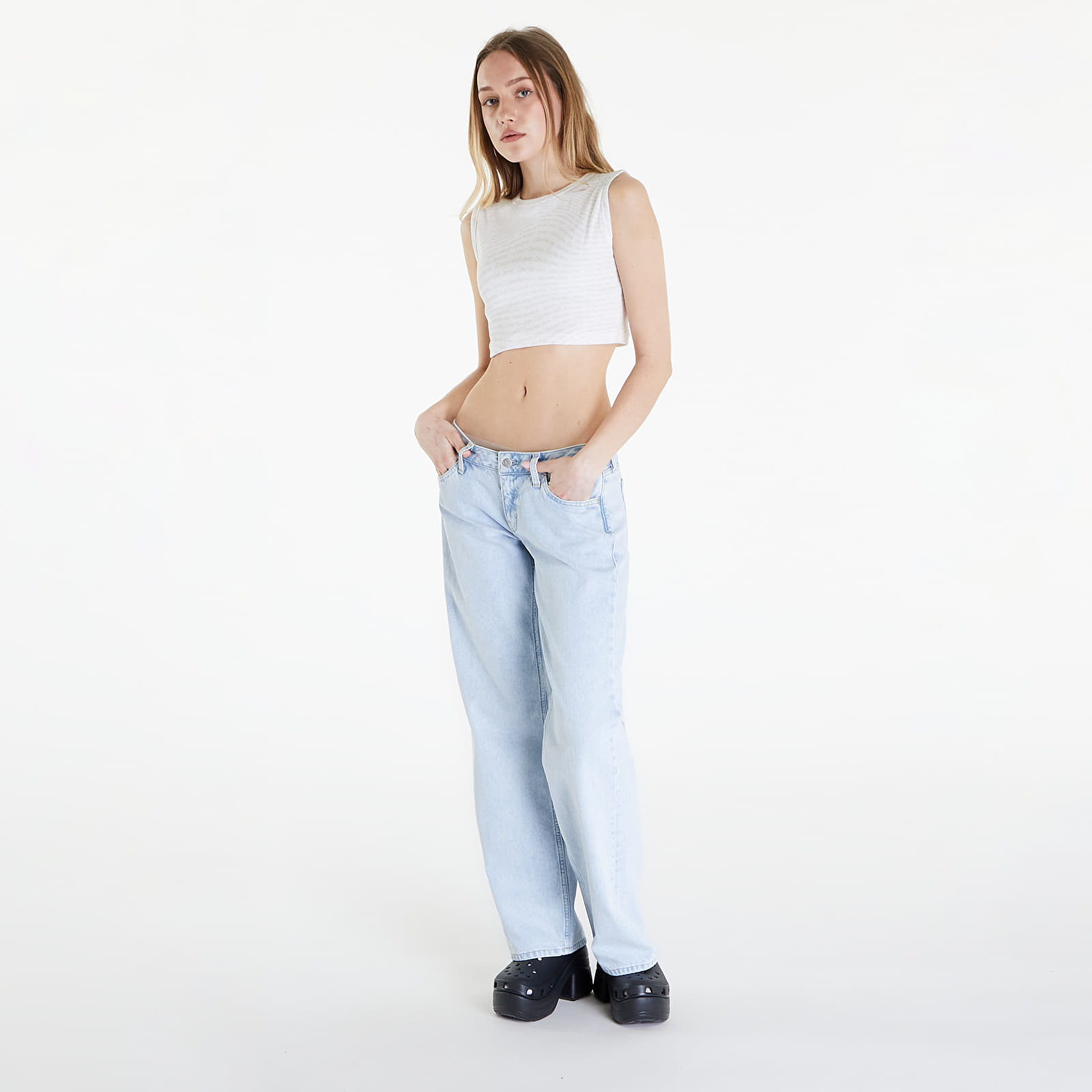 Topid Calvin Klein Jeans Aop Cropped Tank Top Warp Logo White