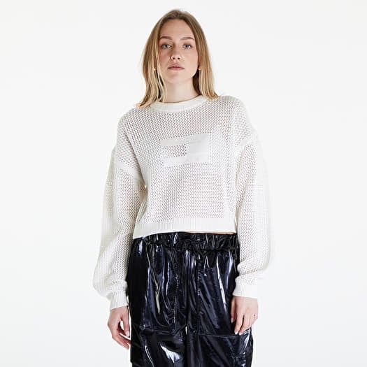 Pullover Tommy Jeans Open Stitch Flag Sweater Ancient White