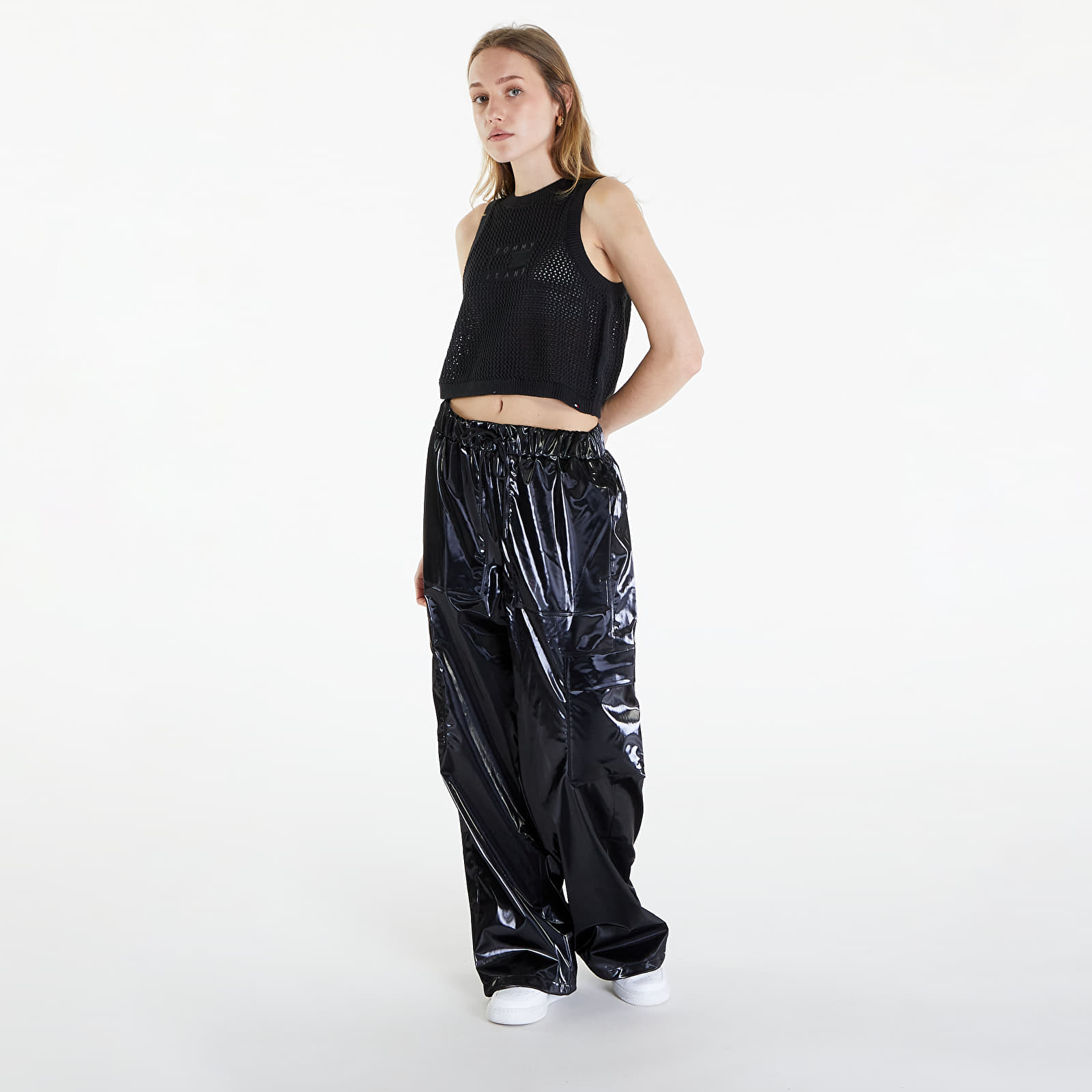 Majica bez rukava Tommy Jeans Open Stitch Flag Tank Top Black