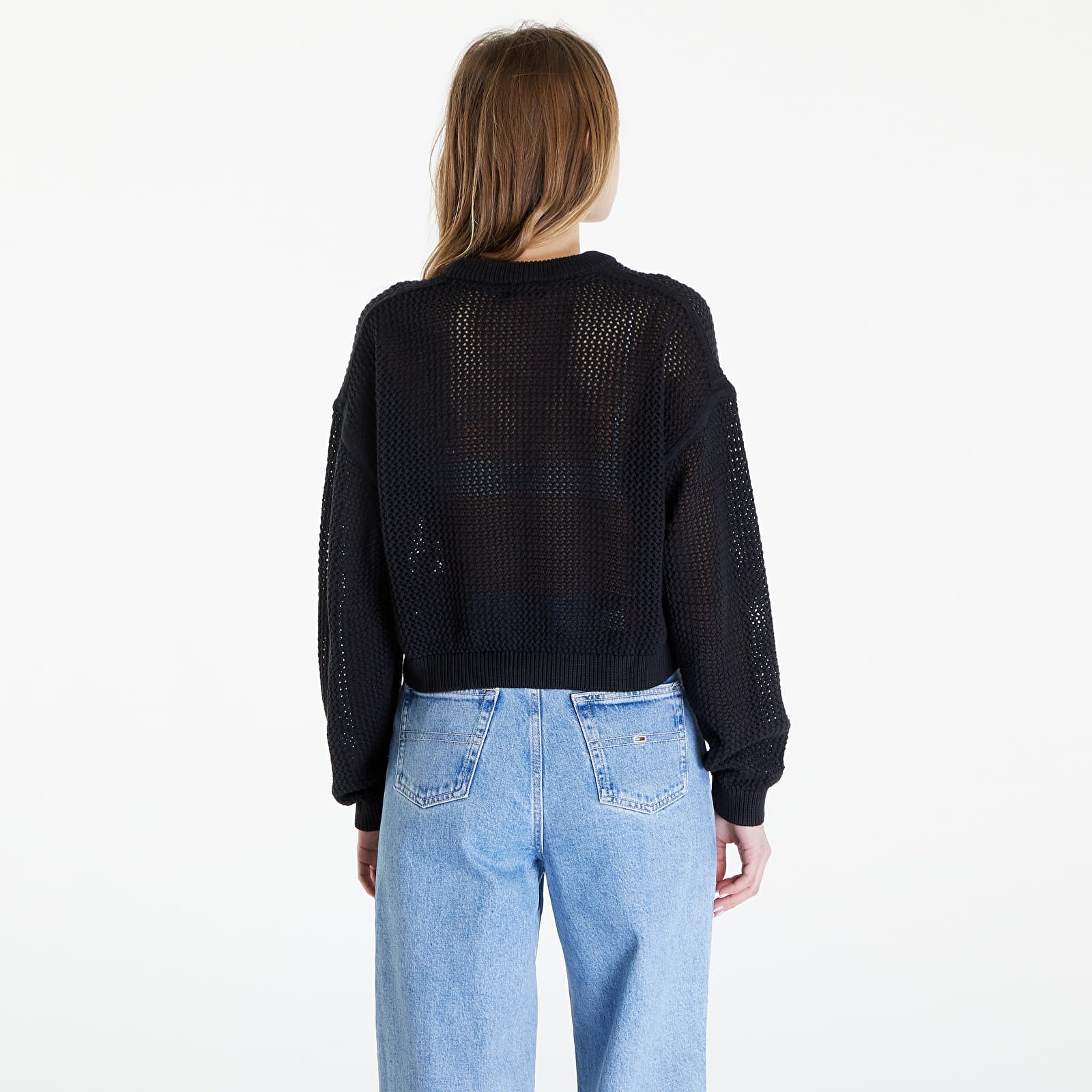 Pullover Tommy Jeans Open Stitch Flag Sweater Black