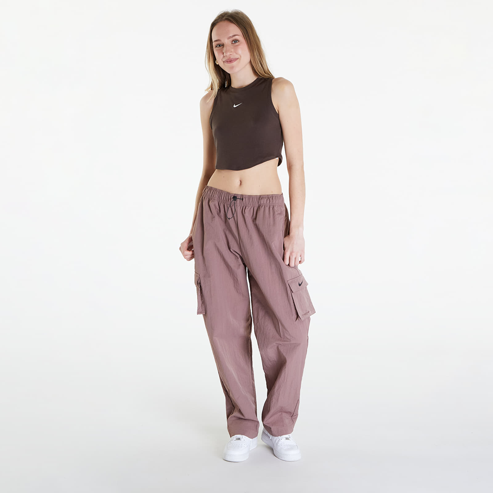Tank tops Nike Sportswear Essentials Women's Ribbed Cropped Tank Baroque Brown/ Sail