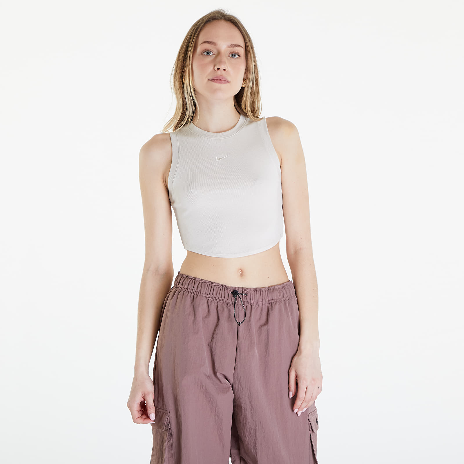 Camisetas de tirantes Nike Sportswear Essentials Women's Ribbed Cropped Tank Lt Orewood Brn/ Sail