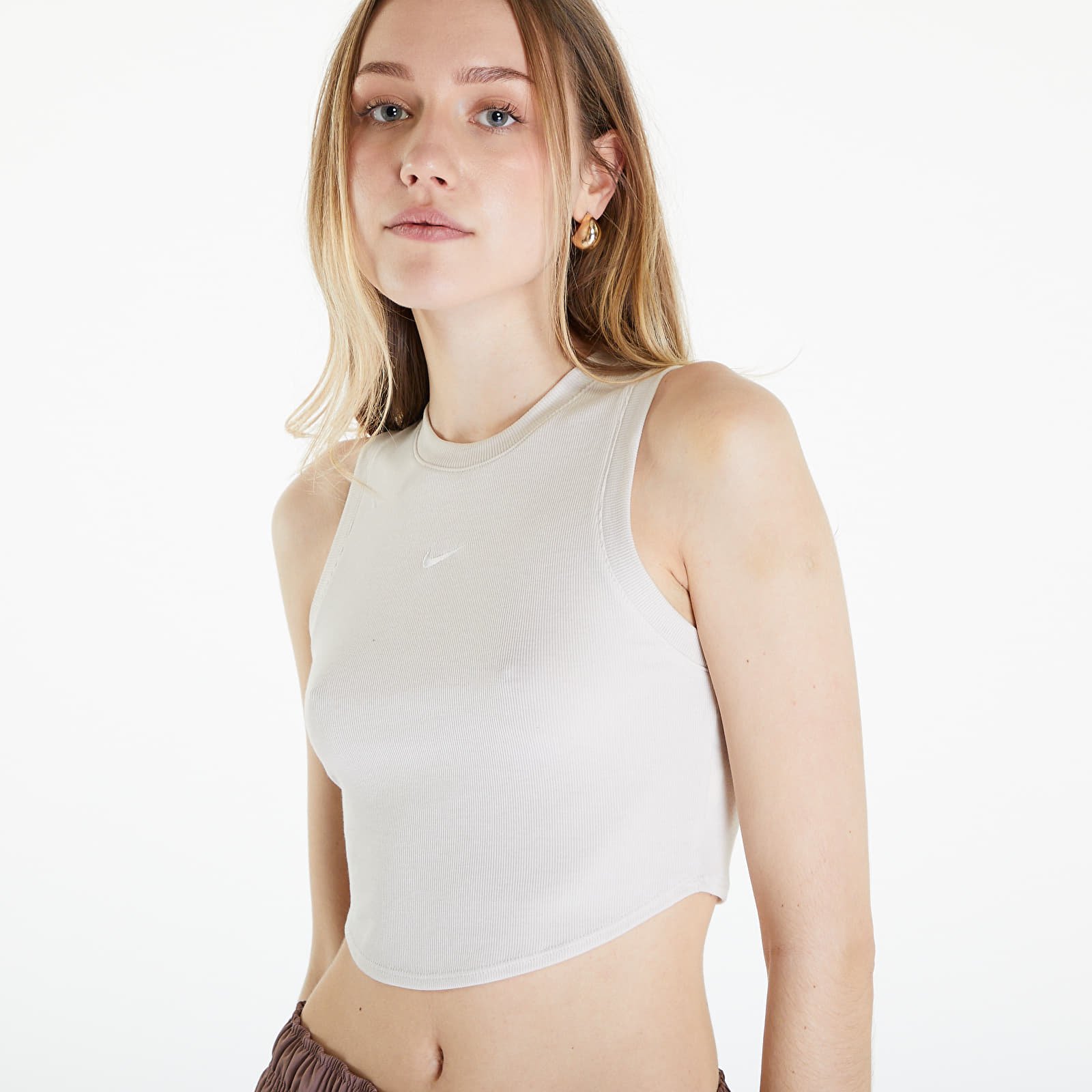 Camisetas de tirantes Nike Sportswear Essentials Women's Ribbed Cropped Tank Lt Orewood Brn/ Sail