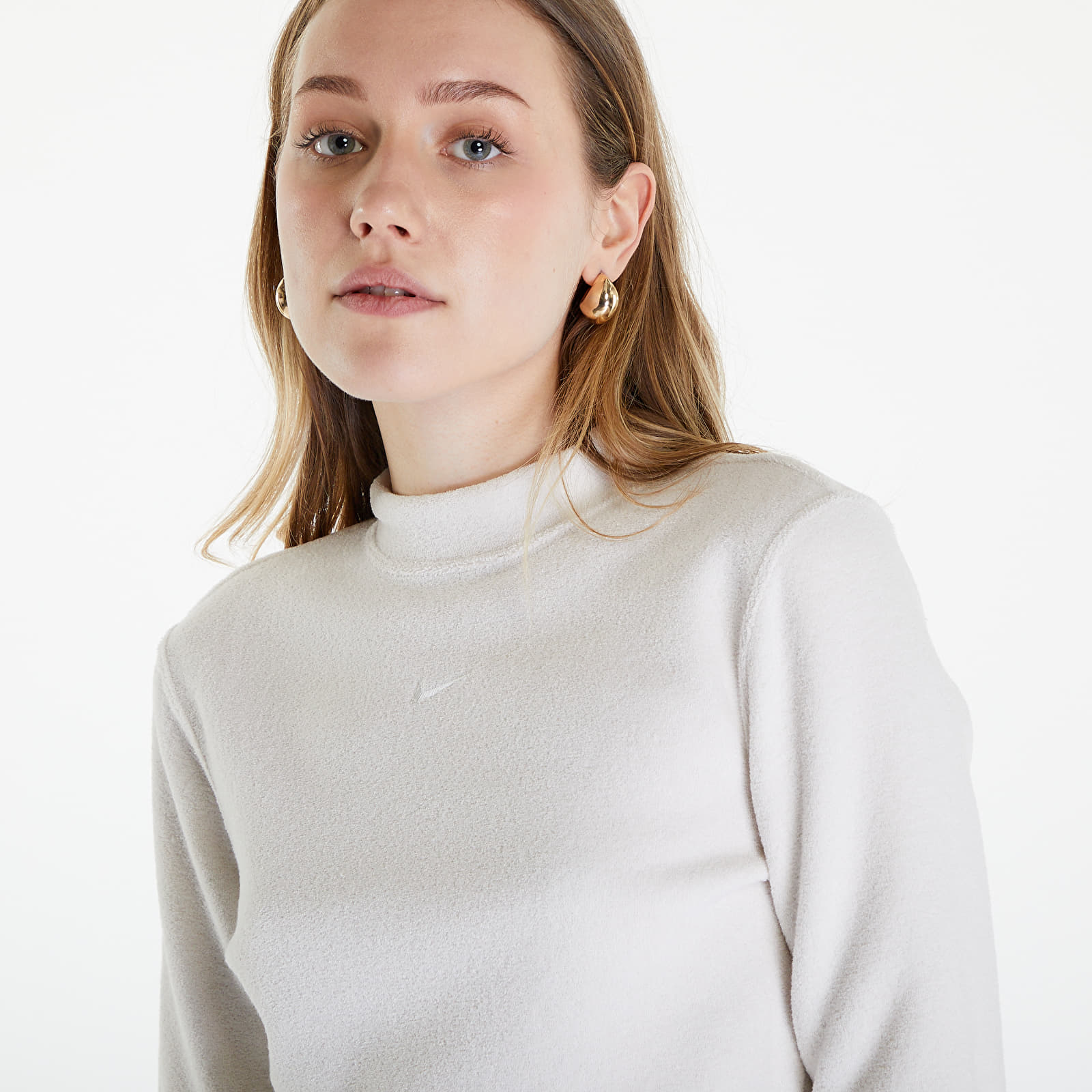 Tops Nike Sportswear Phoenix Plush Women's Long-Sleeve Crop Top Lt Orewood Brn/ Sail