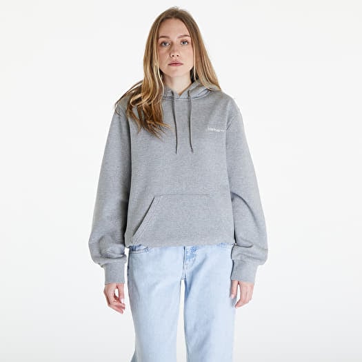 Hoodies and sweatshirts Carhartt WIP Hooded Script Embroidery Sweat UNISEX Grey Heather White Queens