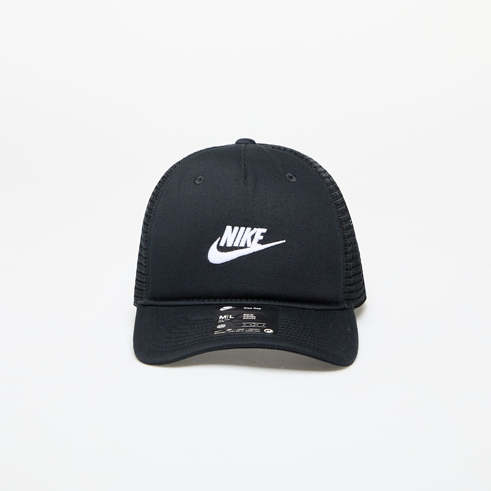 Petten Nike Rise Cap Structured Trucker Cap Black/ Black/ White