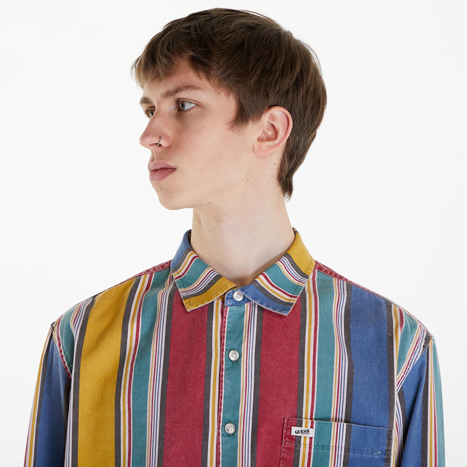 Koszule Guess Originals Multi-Stripe Ls Shirt Sage Rust Multi