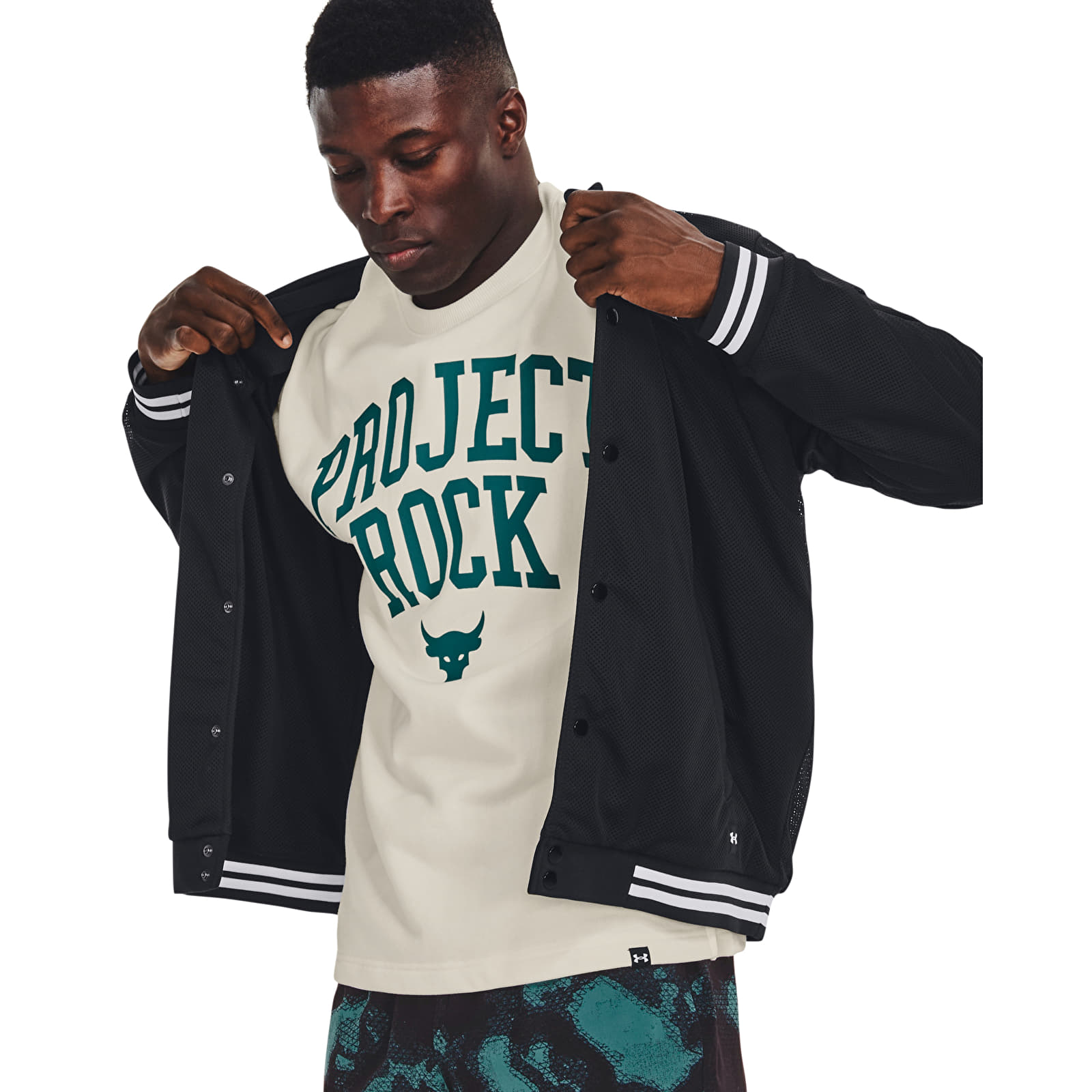 Jackets Under Armour Project Rock Mesh Varsity Jacket Black
