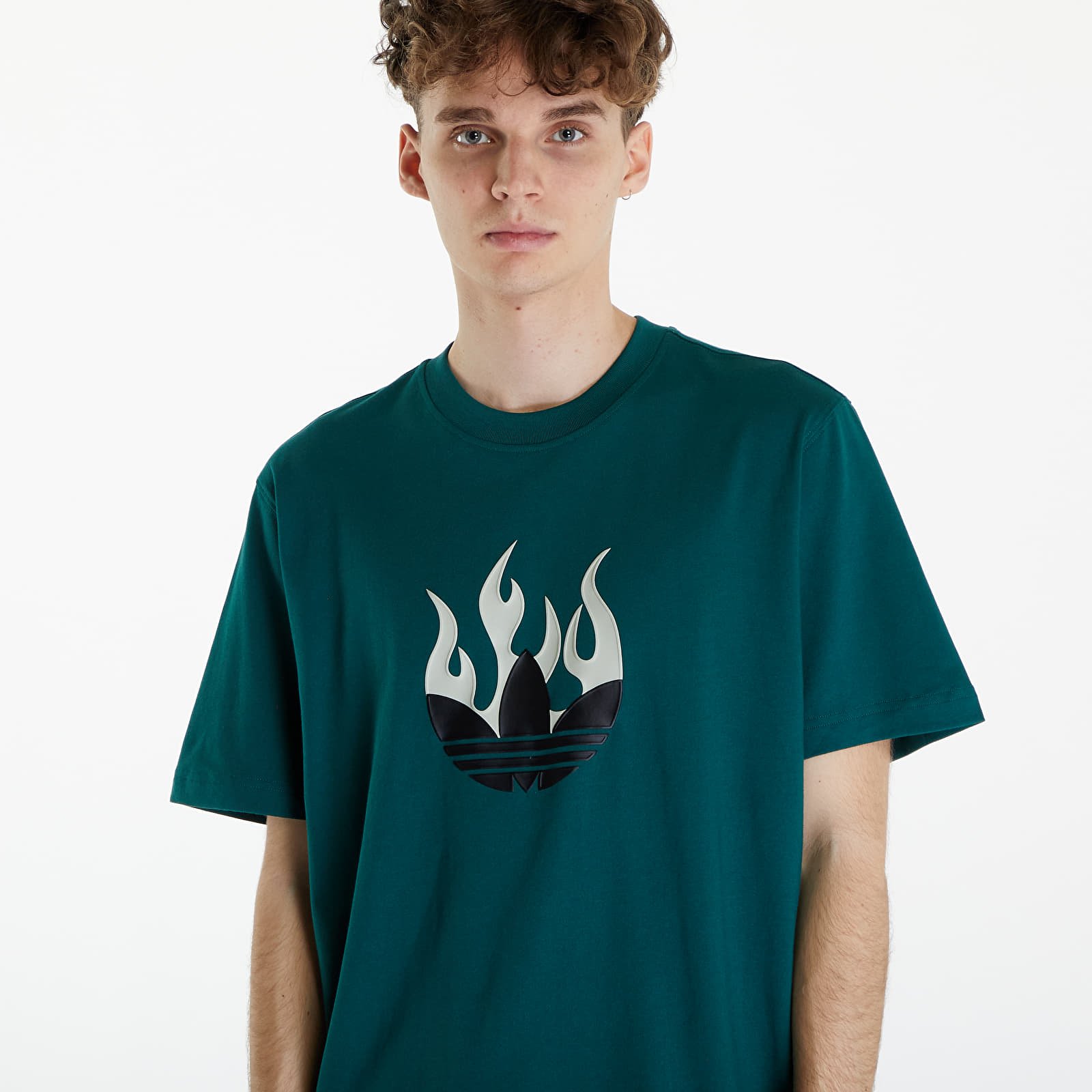 Trička adidas Flames Logo Tee Collegiate Green
