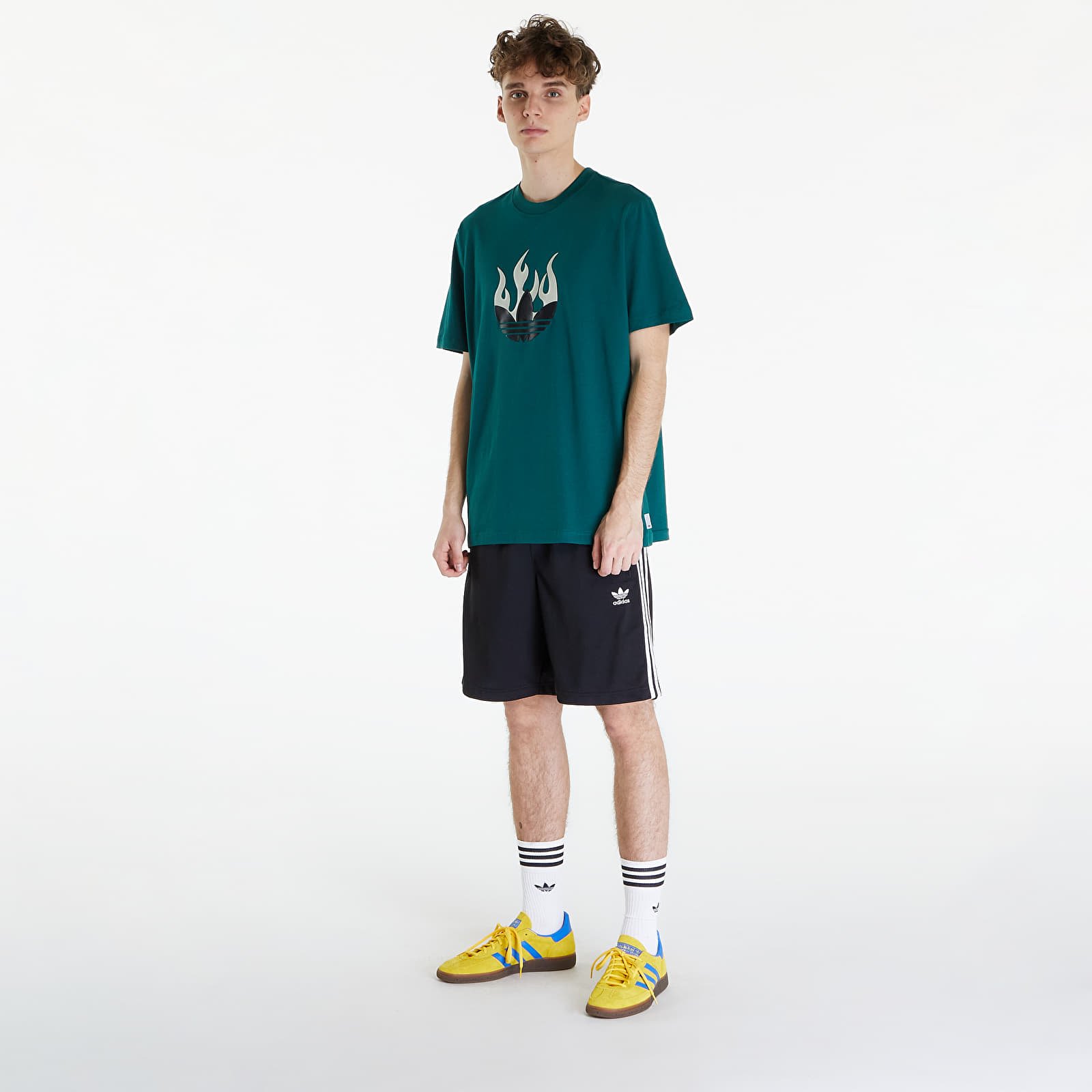 Trička adidas Flames Logo Tee Collegiate Green