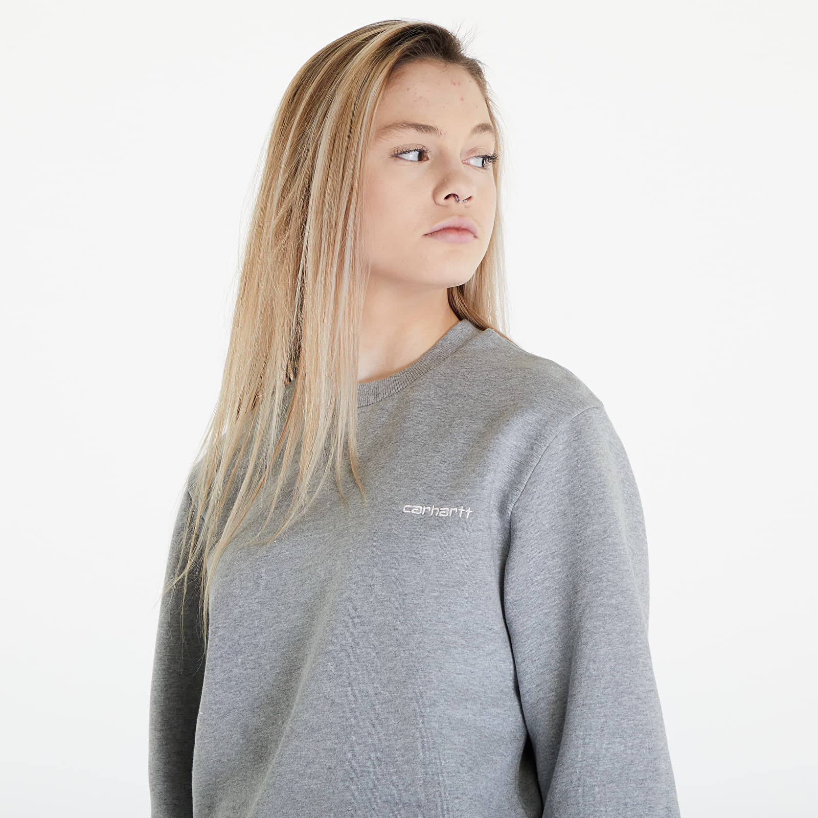 Hoodies and sweatshirts Carhartt WIP Script Embroidery Sweatshirt UNISEX Grey Heather White Queens