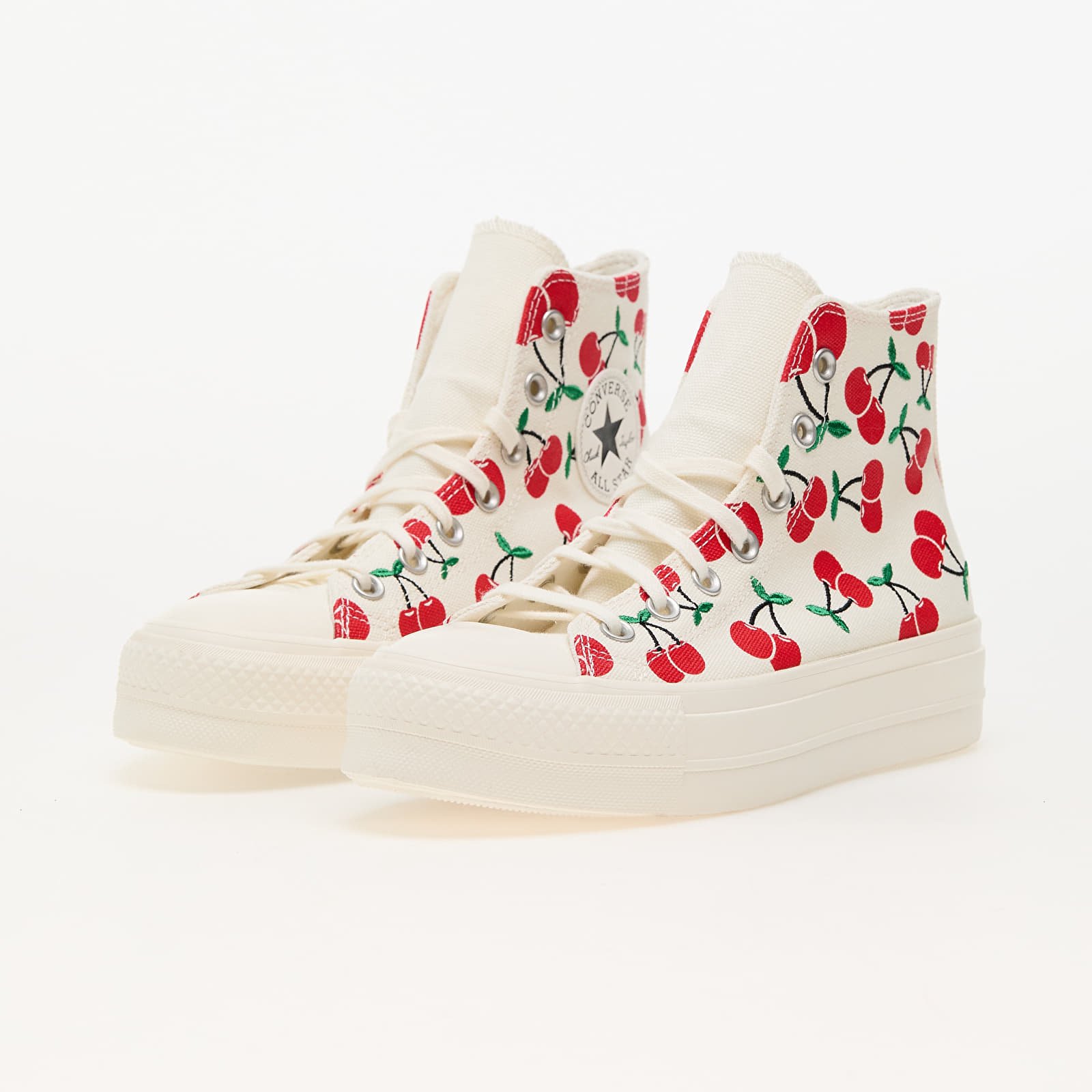 Sneakers och skor för kvinnor Converse Chuck Taylor All Star Lift Platform Cherries Egret/ Red/ Green