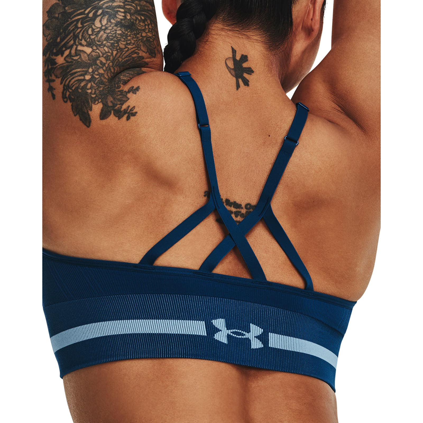 Sujetadores Under Armour Seamless Low Long Bra Varsity Blue