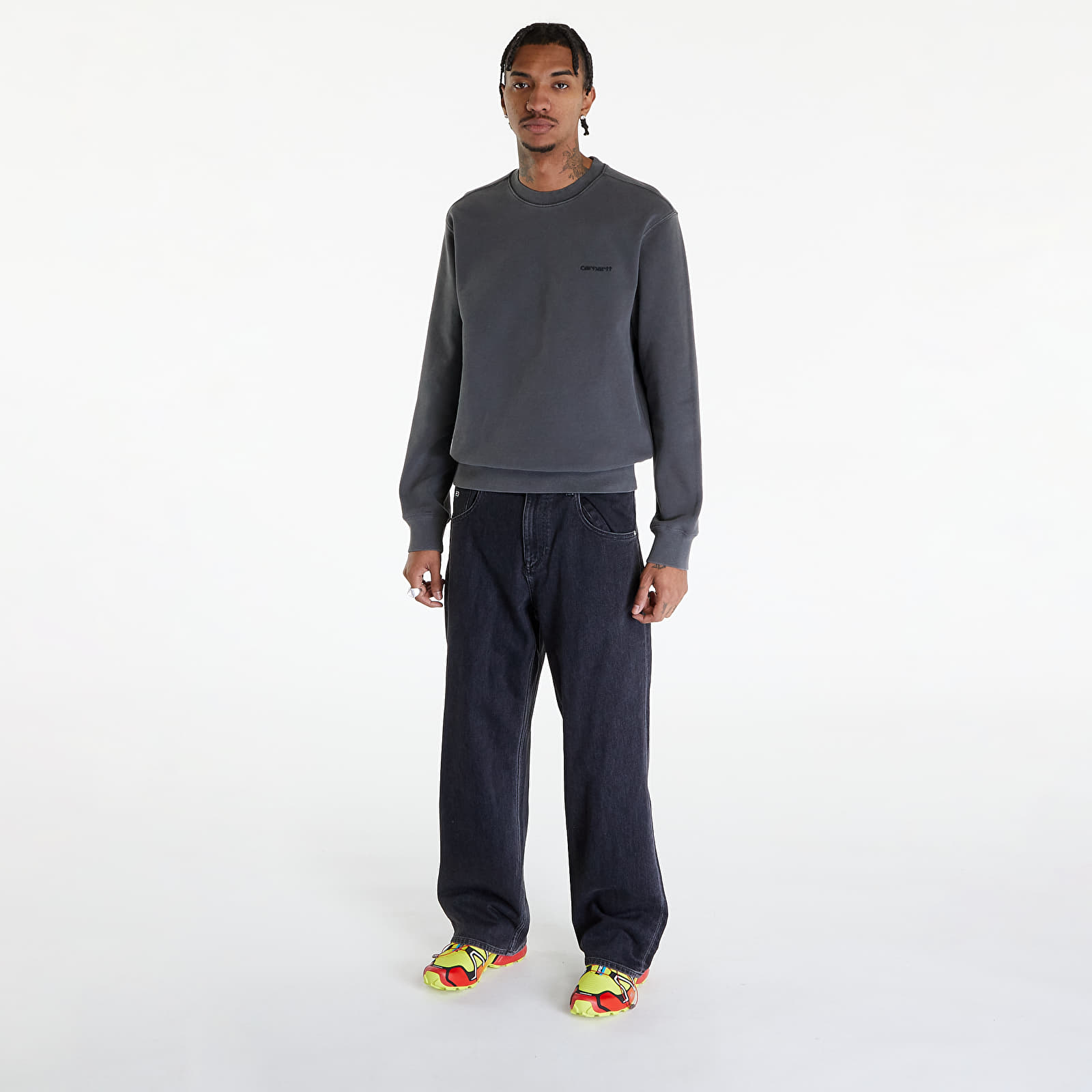Hoodies and sweatshirts  Carhartt WIP Duster Script Sweatshirt UNISEX Black Garment Dyed