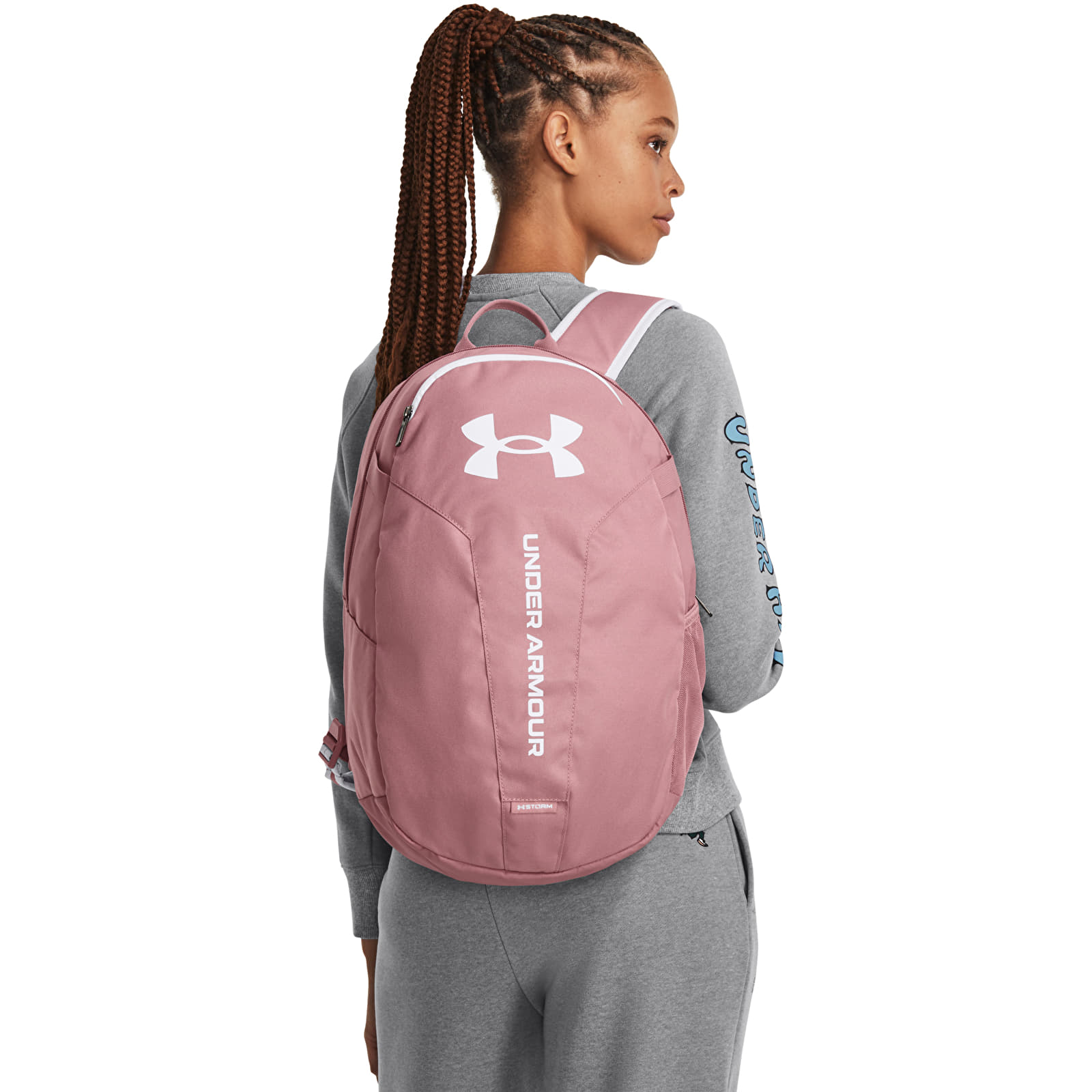 Under armour backpack pink and gray outlet