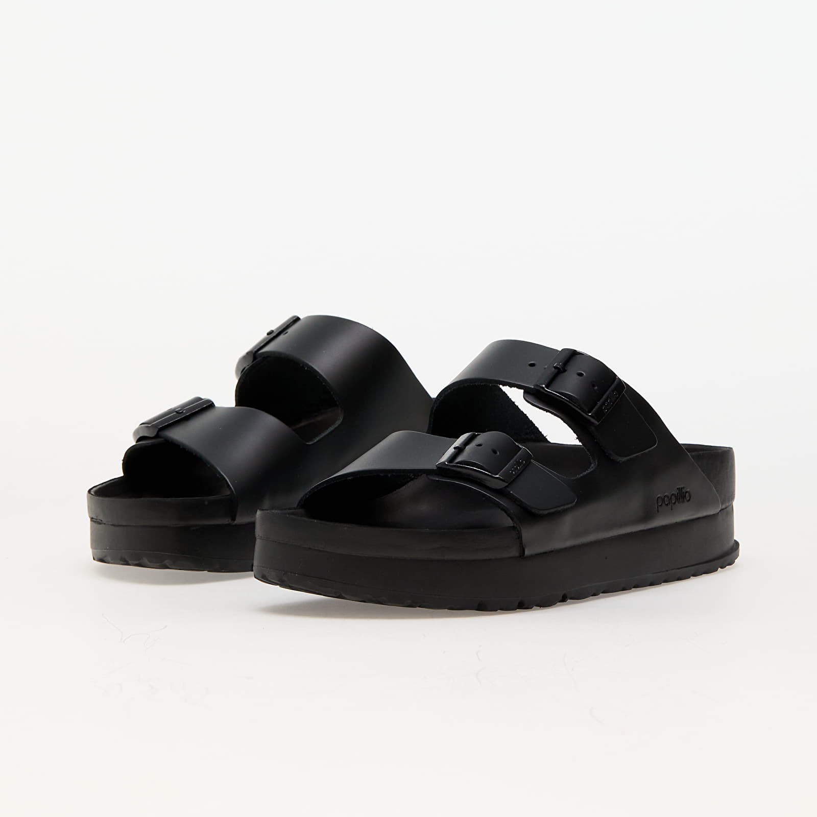 Dámské tenisky a boty Birkenstock Arizona PAP Flex Platform Natural Leather Black