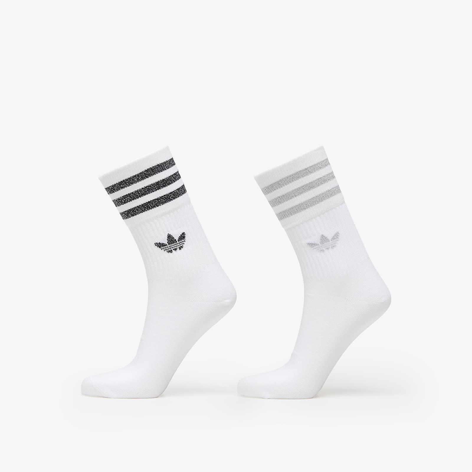 Sokid adidas Mid-Cut Glitter Crew Socks 2-Pack White/ Grey Two/ Black