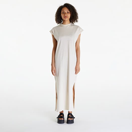Kleid Urban Classics Ladies Long Extended Shoulder Dress Whitesand