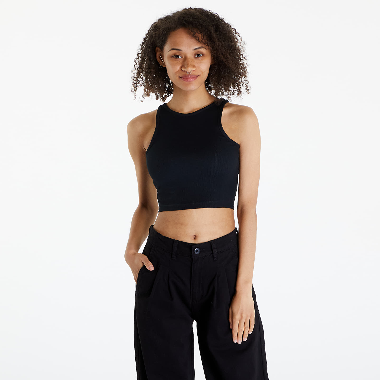 Tops Urban Classics Ladies Organic Cropped Rib Top 2-Pack White/ Black