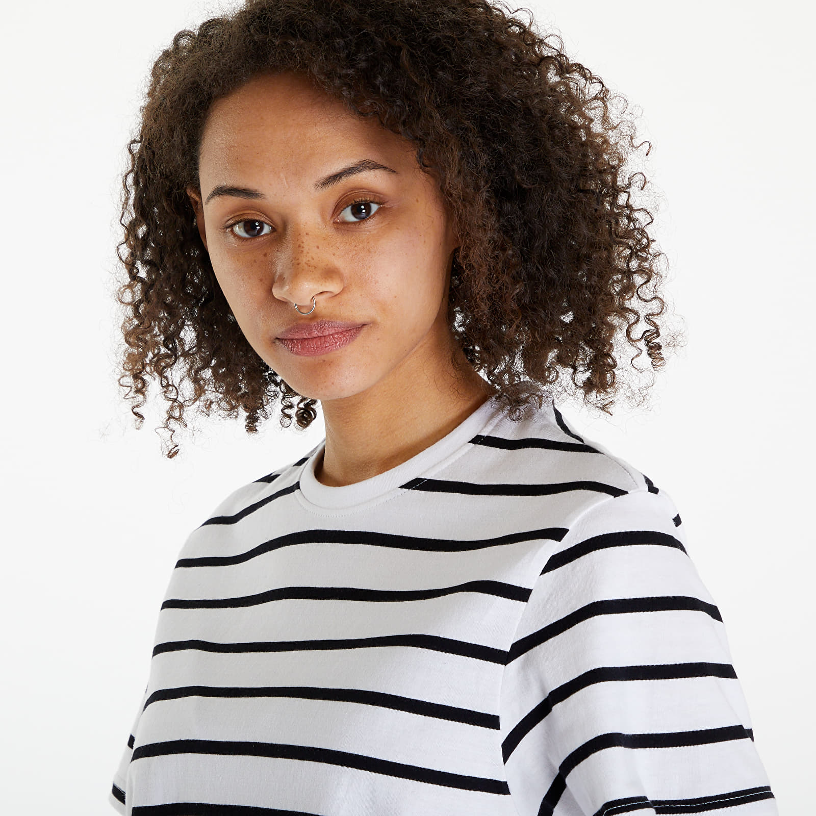 Trička Urban Classics Ladies Striped Boxy Tee Black/ White