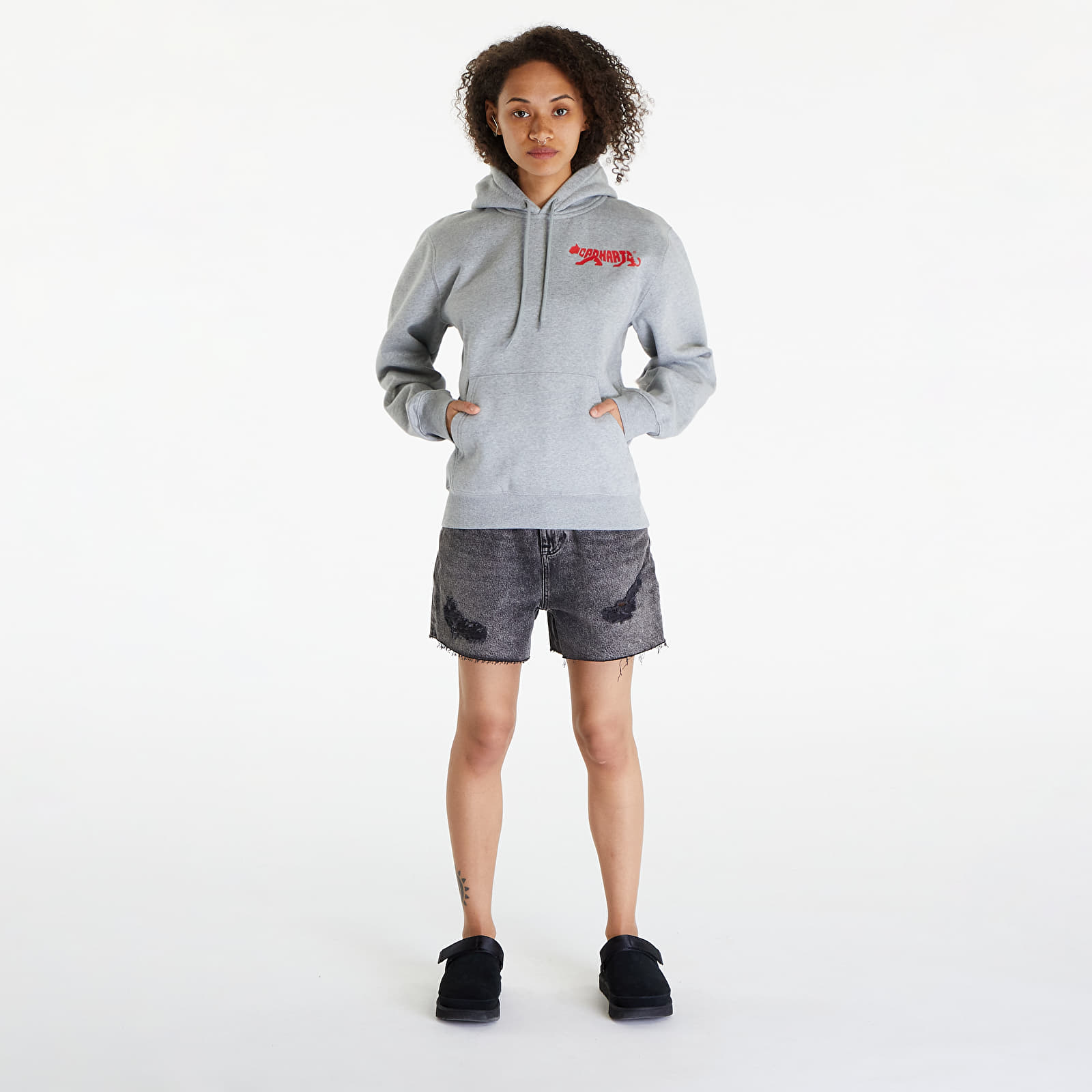 Mikiny Carhartt WIP Rocky Script Hoodie UNISEX Grey Heather