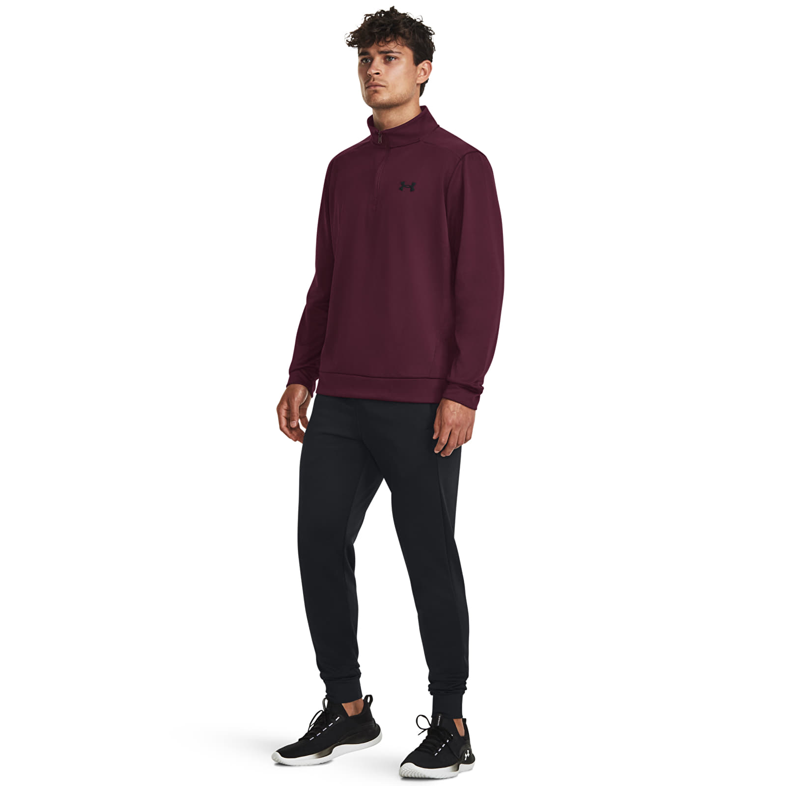 Mikinas ar kapuci un sporta krekli Under Armour Armour Fleece 1/4 Zip Dark Maroon