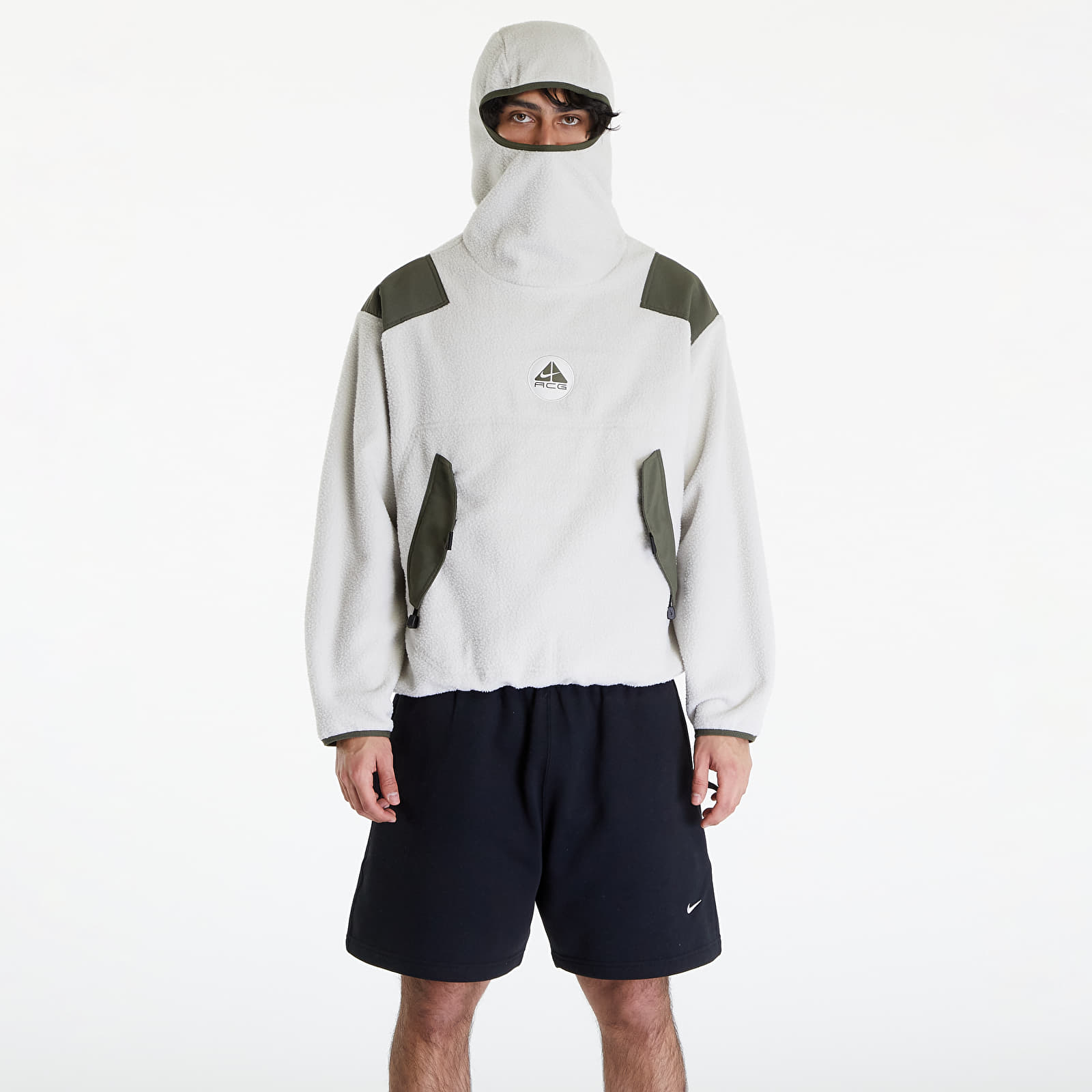 Sweatshirts Nike ACG Men s Balaclava Retro Fleece Pullover Light Bone Cargo Khaki Black Cargo Khaki Queens