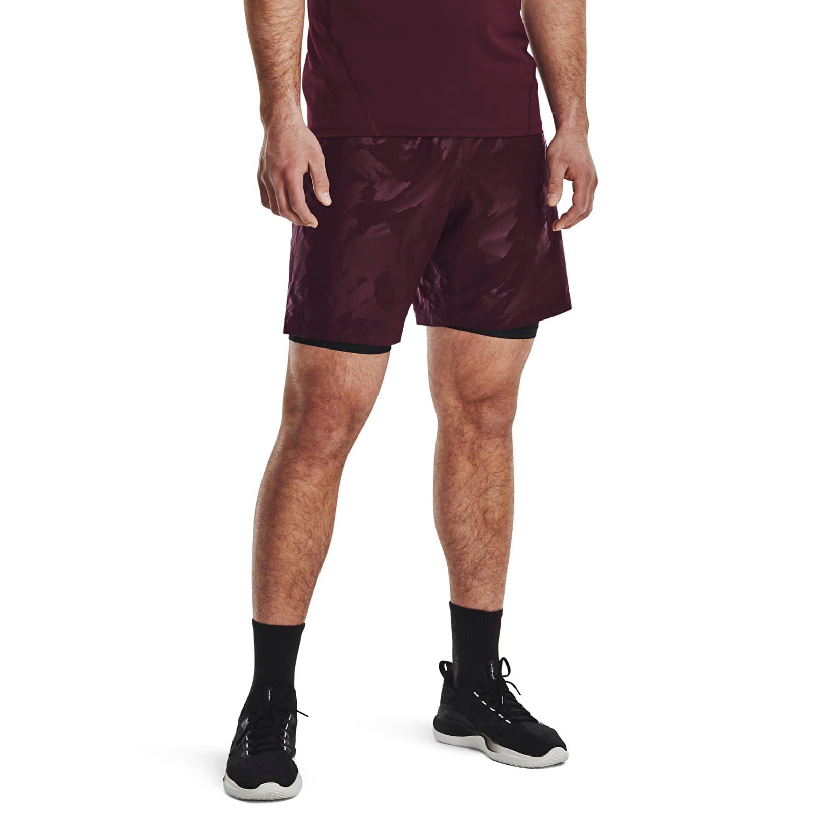 Shorts Under Armour Woven Emboss Short Dark Maroon