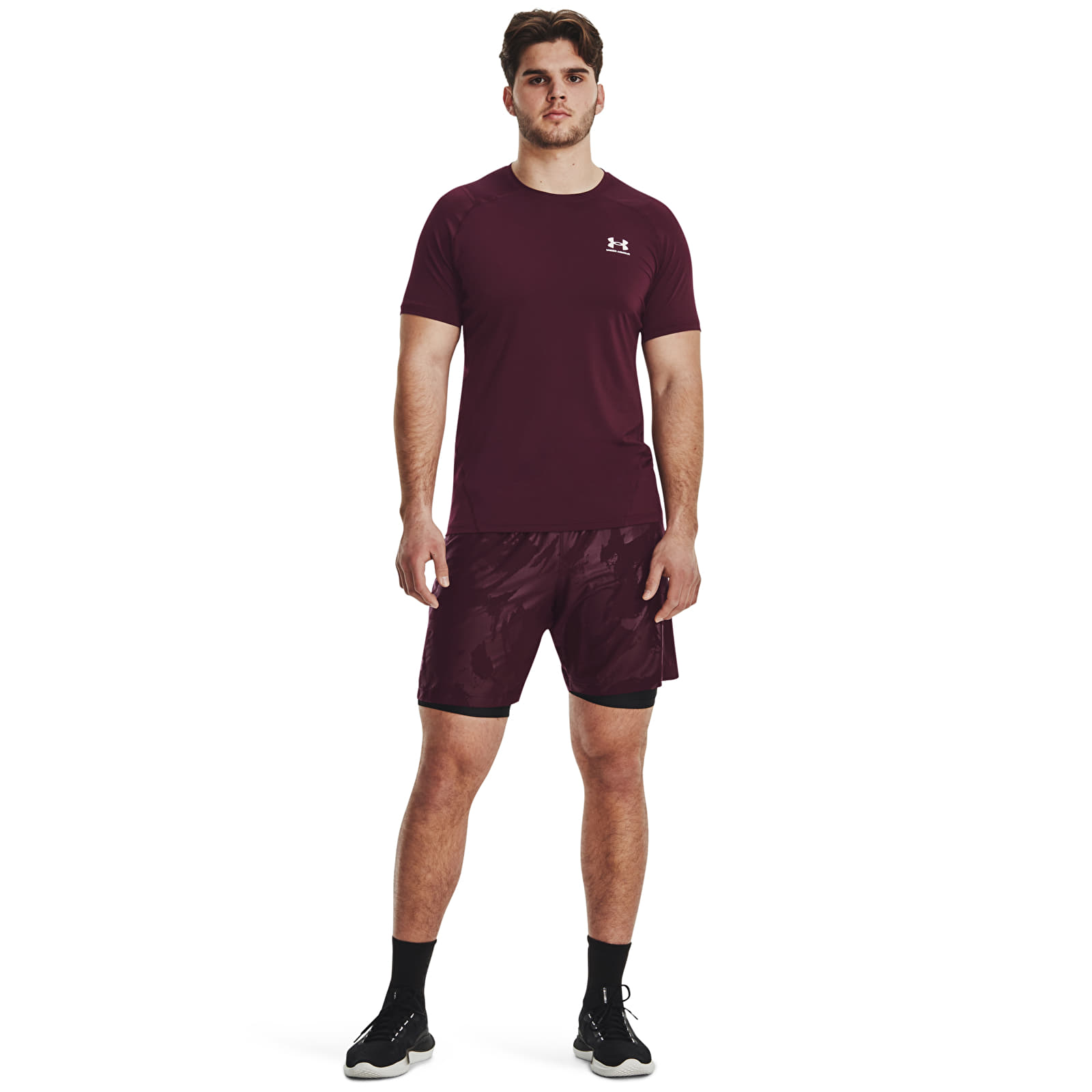Shorts Under Armour Woven Emboss Short Dark Maroon