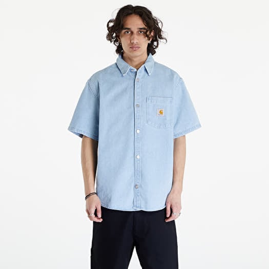 Chemises Carhartt WIP S S Ody Shirt UNISEX Blue Stone Bleached Queens